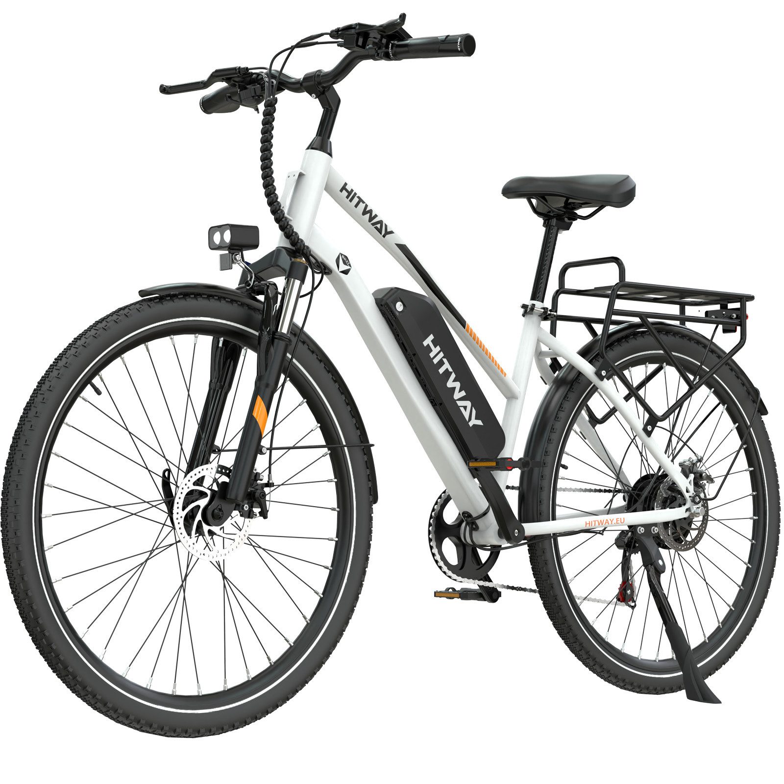 HITWAY E-Bike Trekkingrad Elektrofahrrad 28 Zoll Pedelec mit 36V13Ah bis zu 100km, 7 Gang shimano shimano Schaltwerk, Kettenschaltung, Heckmotor, 468 Wh, E-Cityrad, Doppelscheibenbremse für Erwachsener