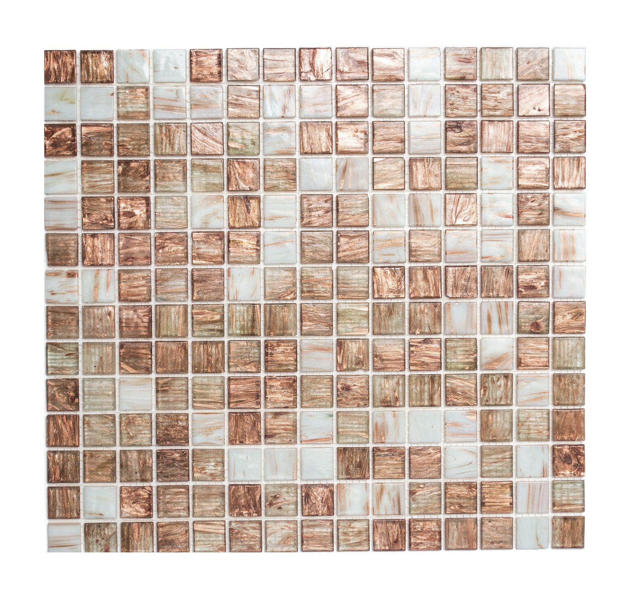 Mosani Bodenfliese Glasmosaik Mosaikfliesen weiß braun bronze Duschrückwand