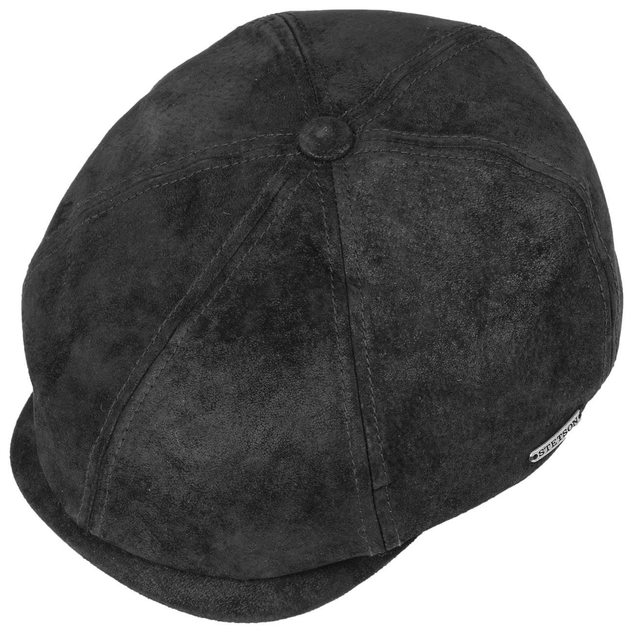 Flat Ledercap schwarz mit Stetson Cap Schirm (1-St)