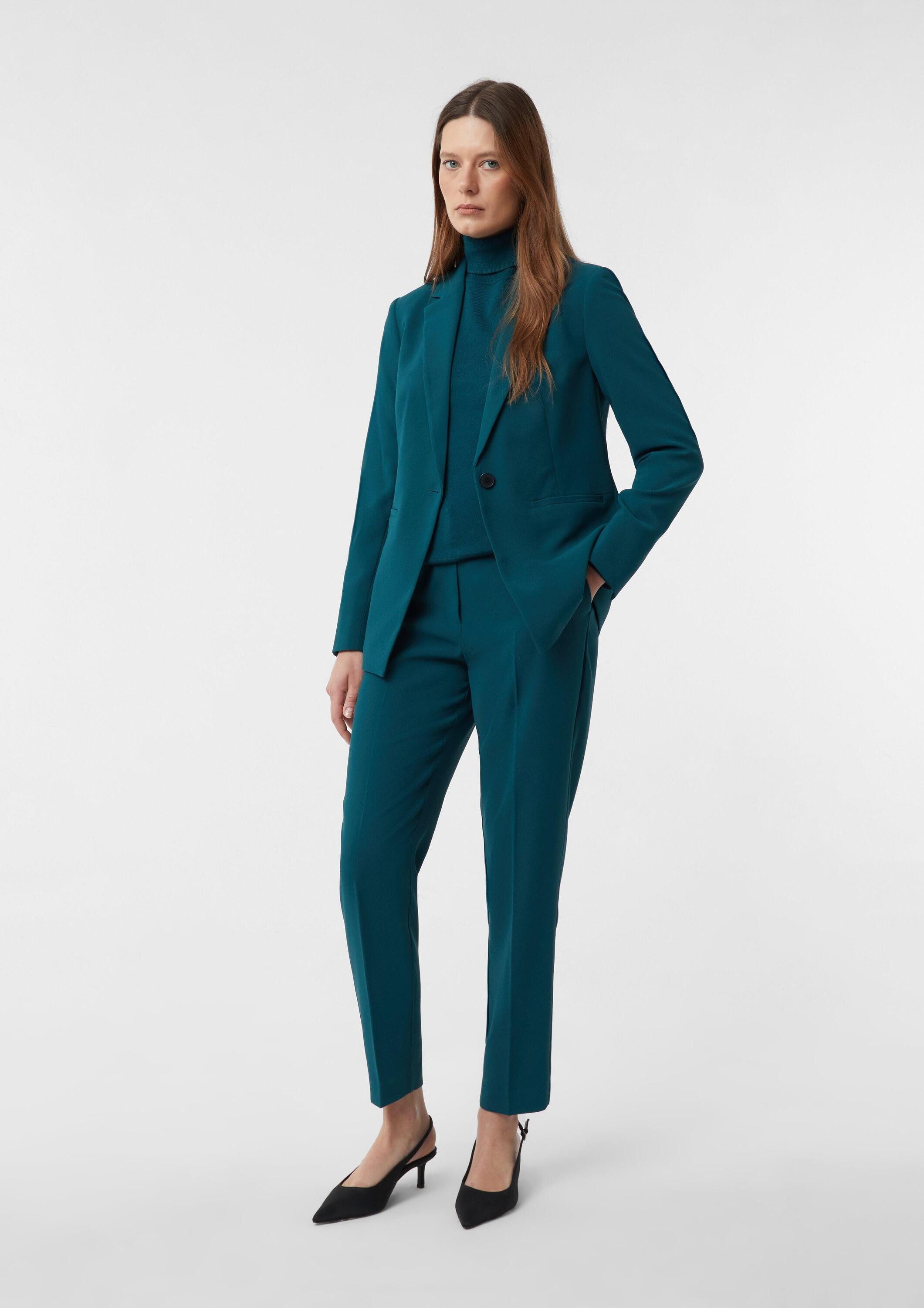 comma Jackenblazer Indoor-Blazer Langer Blazer aus Crêpe im Relaxed Fit