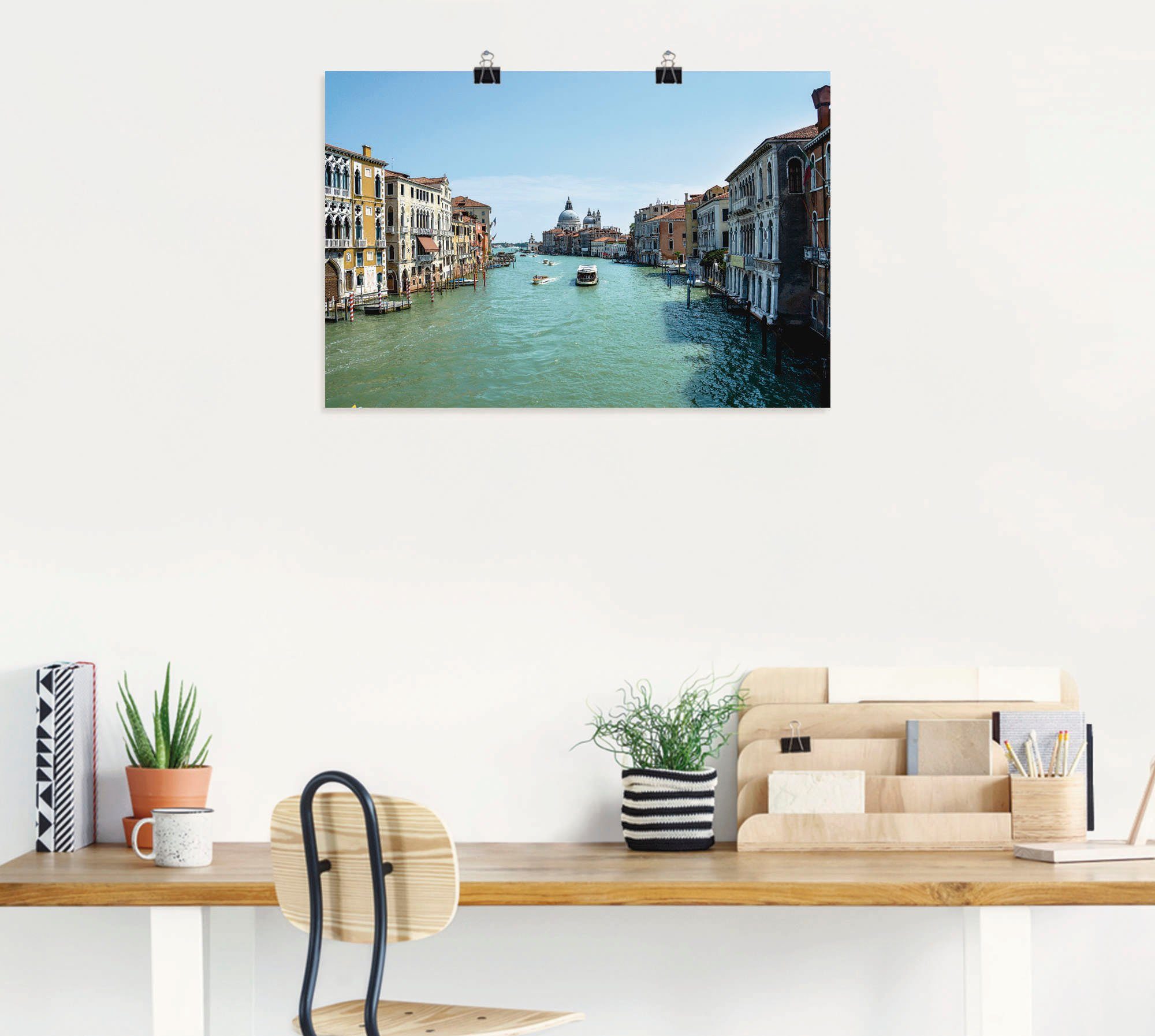 Leinwandbild, Venedig St), oder Italien Poster Größen Wandbild Artland Sonnenschein, Grande in bei Canale Wandaufkleber versch. als Alubild, (1