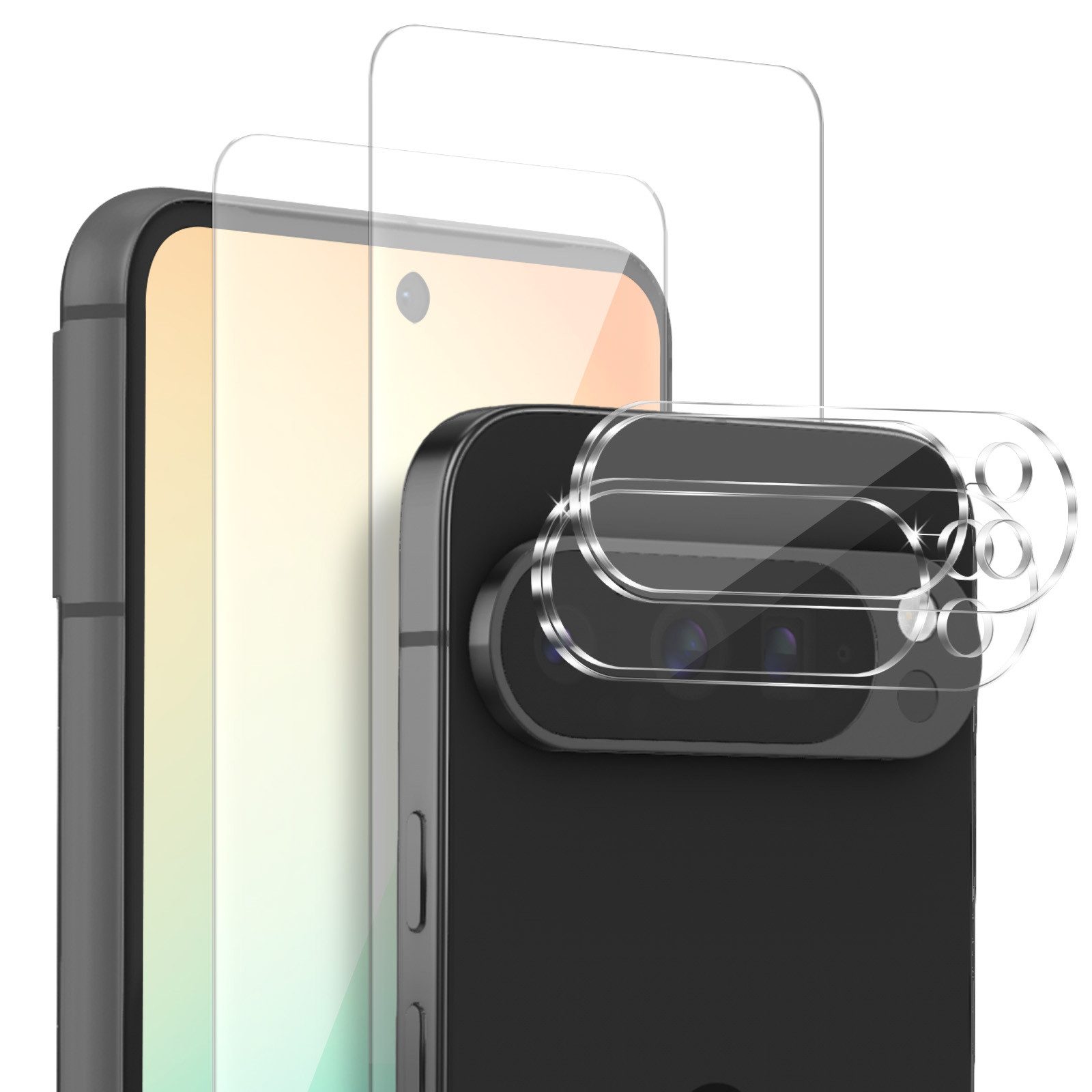 Tec-Expert Displayschutzglas 2x 9H Kamera und Displayglas für Google Pixel 10 Pro XL für Google Pixel 10 Pro XL, Kamera + Display Schutzglas, 4 Stück, Kameraschutz, Displayschutz, Schutzglas, kratz- & stoßfest
