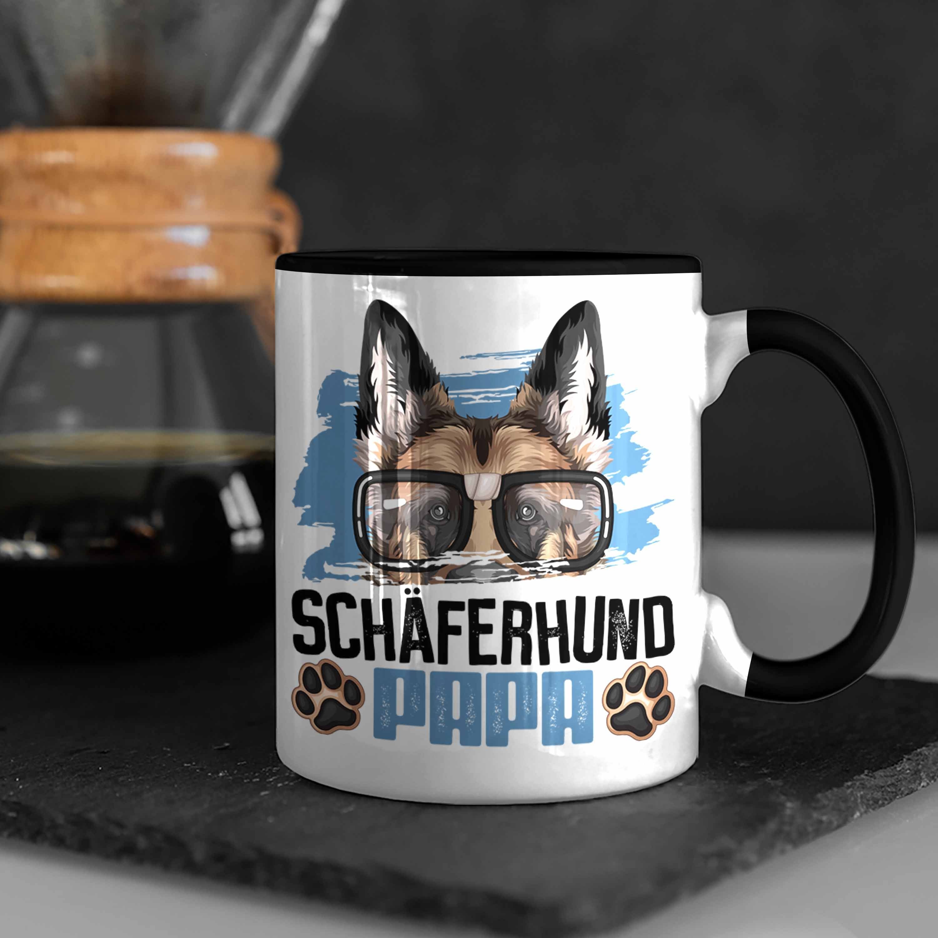 Trendation Tasse Schäferhund Papa Besitzer Tasse Spruch Geschenkidee Schwarz Geschenk Lustiger