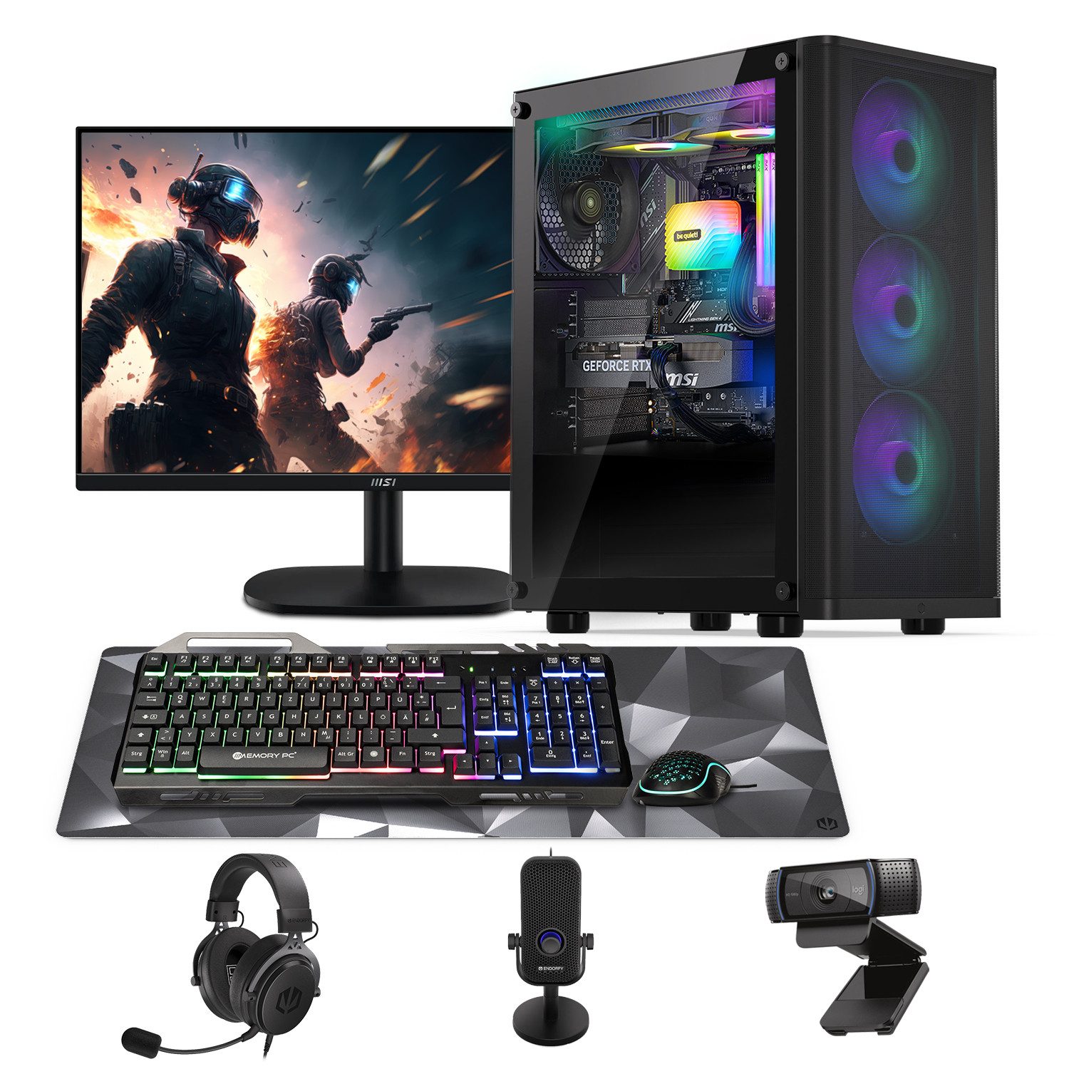 Memory PC Gaming-PC-Komplettsystem (24", AMD Ryzen 5 5600GT, RTX 5060, 16 GB RAM, 500 GB SSD, Streaming System)