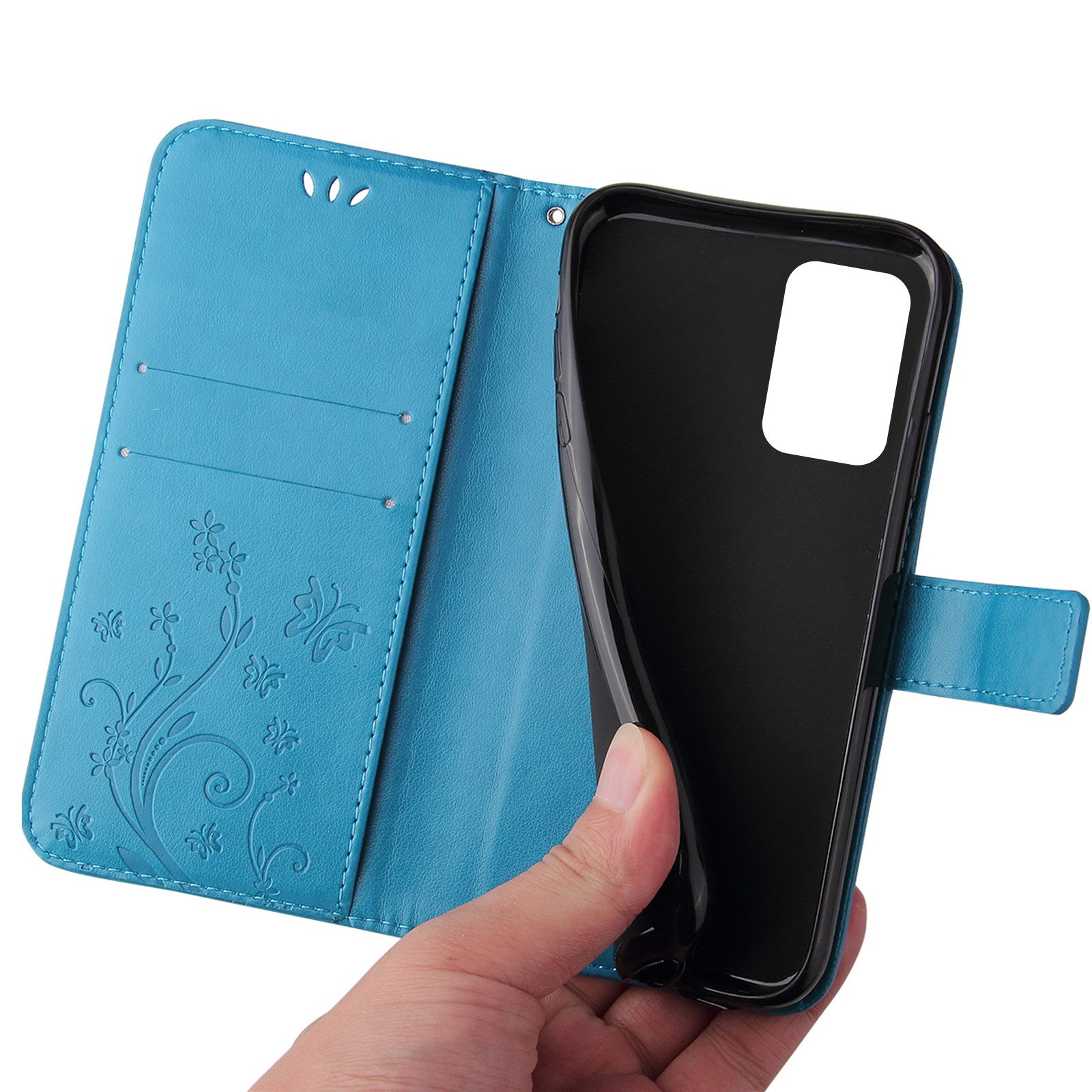 Tec-Expert Handyhülle Cover Tasche Hülle für Samsung Galaxy A71 6,7 Zoll, Klapphülle Case mit Kartenfach Fliphülle aufstellbar, Motiv Blumen
