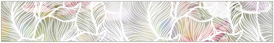 Fensterfolie Look Leaves white, MySpotti, halbtransparent, glatt, 200 x 30  cm, statisch haftend