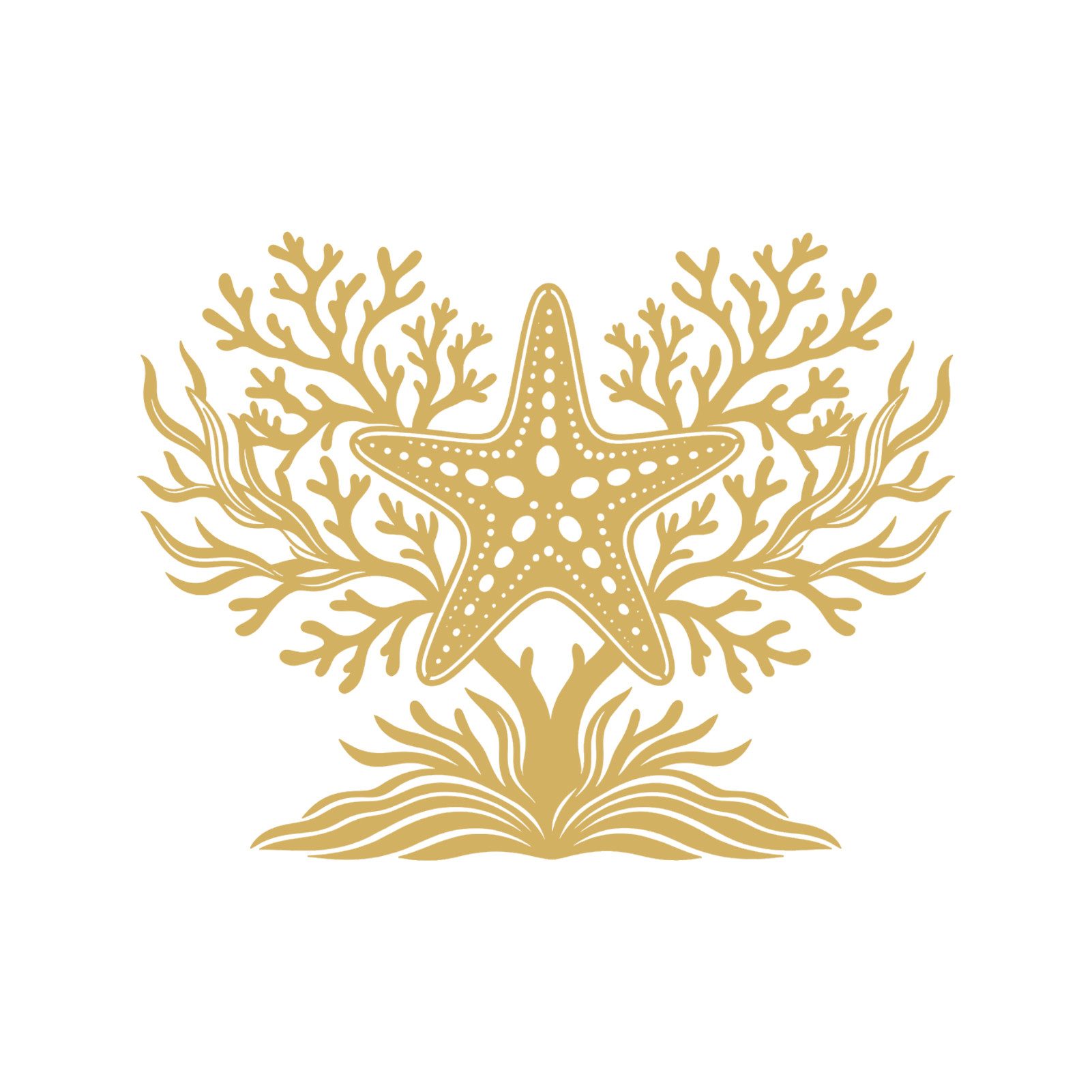 Jumpeak Wanddekoobjekt Wanddekoration mit Seesternen und Korallen,Seegras,feine Linienführung, Metall, 4 Farben, 2 Größen, Wanddekoration für das Wohnzimmer,Heilend