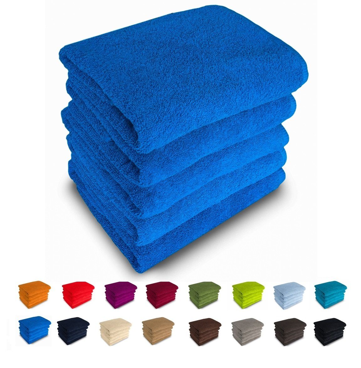 MatratzenL.A.B® Handtuch Set Rimini 500 g/m², 100% Baumwolle, (Duschtücher 70x140 cm Set, 5-tlg), Frotee, mit Aufhänger, 23 Farben, einzeln verpackt blau - 20