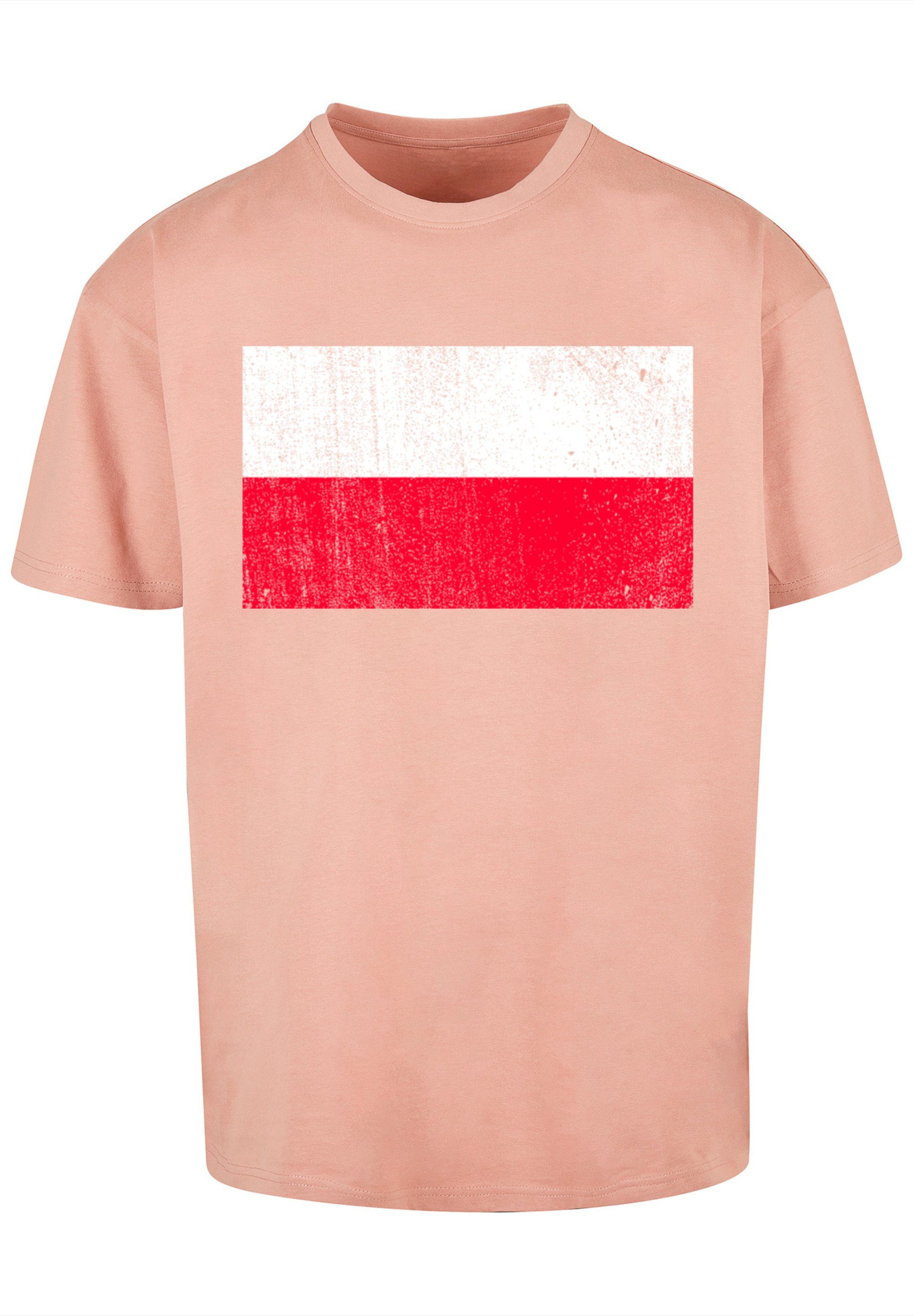 F4NT4STIC Print distressed Polen T-Shirt Poland Flagge amber