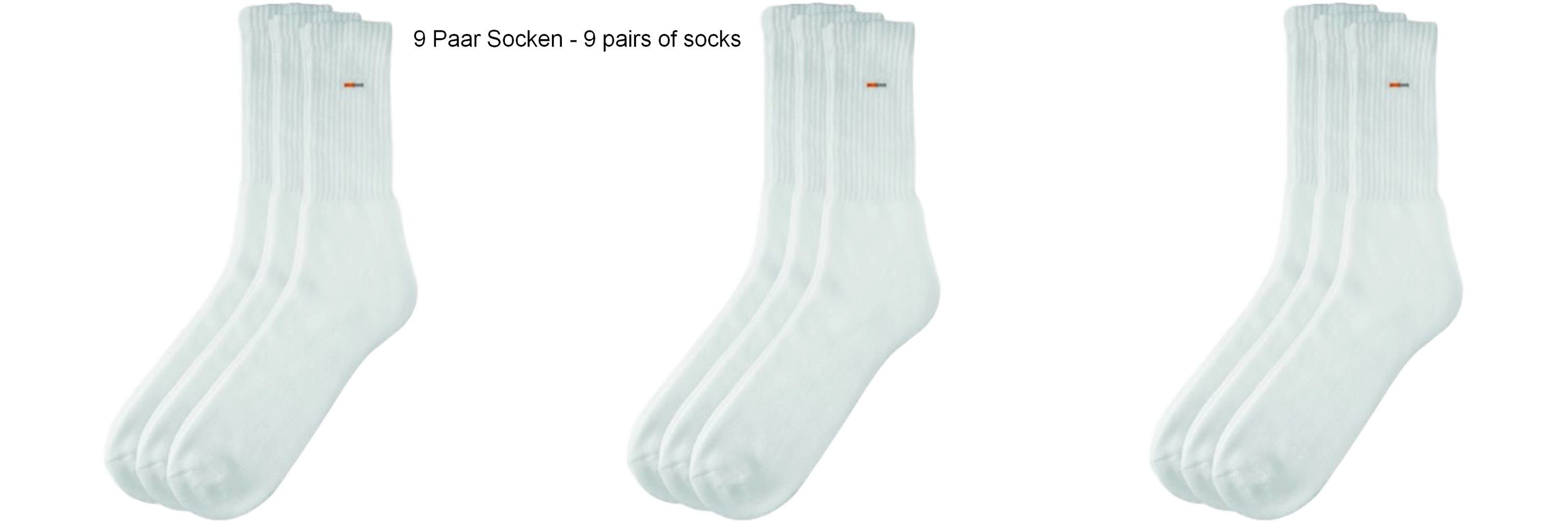 Camano Sportsocken Basic Socken Sportsocken (9-Paar) - Farbe: weiß - Größe: 35 - 38