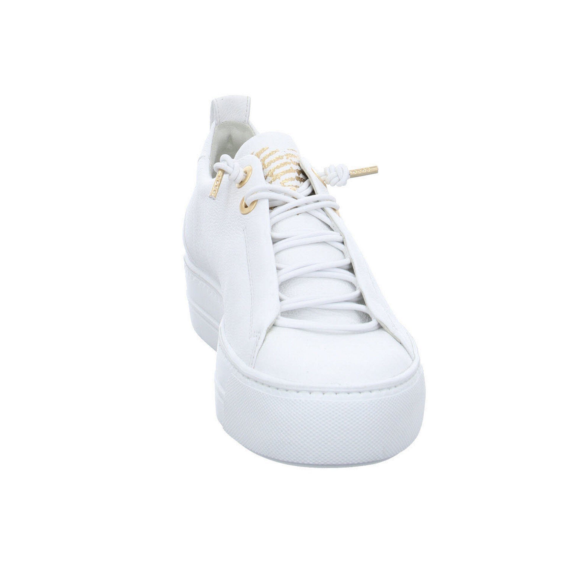 Paul Green Damen Sneaker Schuhe white/gold Glattleder Schnürschuh Slip-On Sneaker