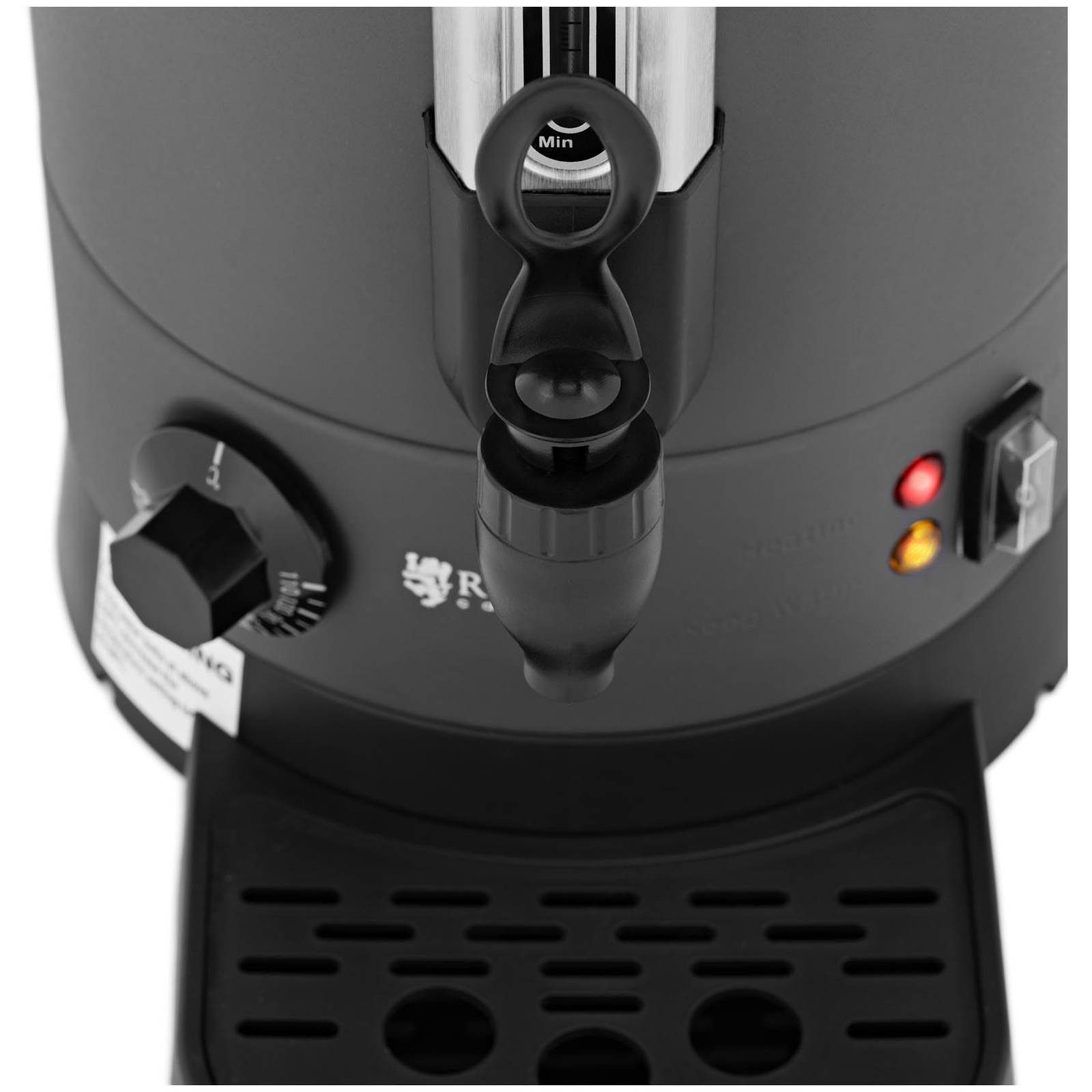 Royal Catering Heißwasserspender Edelstahl Heißgetränkespender Abtropfschale Zapfhahn doppelwandig, 6.1 l, 1500 W, verschiedene Größen