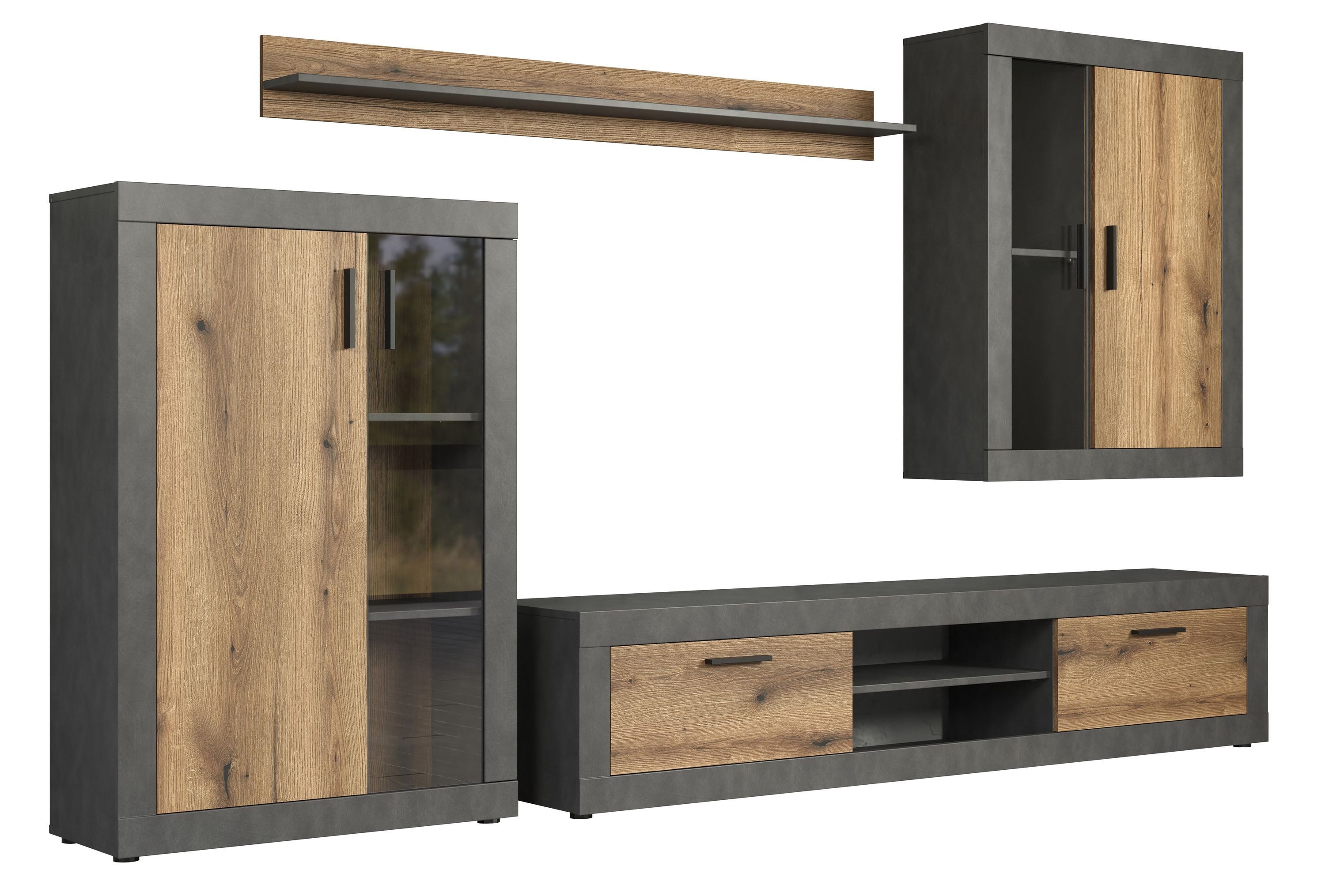 trendteam Wohnwand, (Anbauwand), Schrankwand Wohnwand 285 x 188 x 40 cm