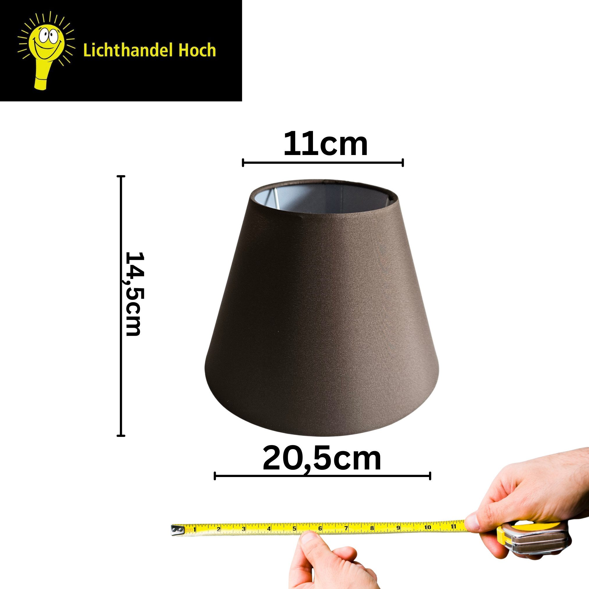 Lichthandel Hoch Lampenschirm E14 Tischlampe braun / cappucino konisch Leuchtenschirm Ersatzschirm, Einfache Montage auf handelsüblichen Lampenfassungen – Bild 2 von 5