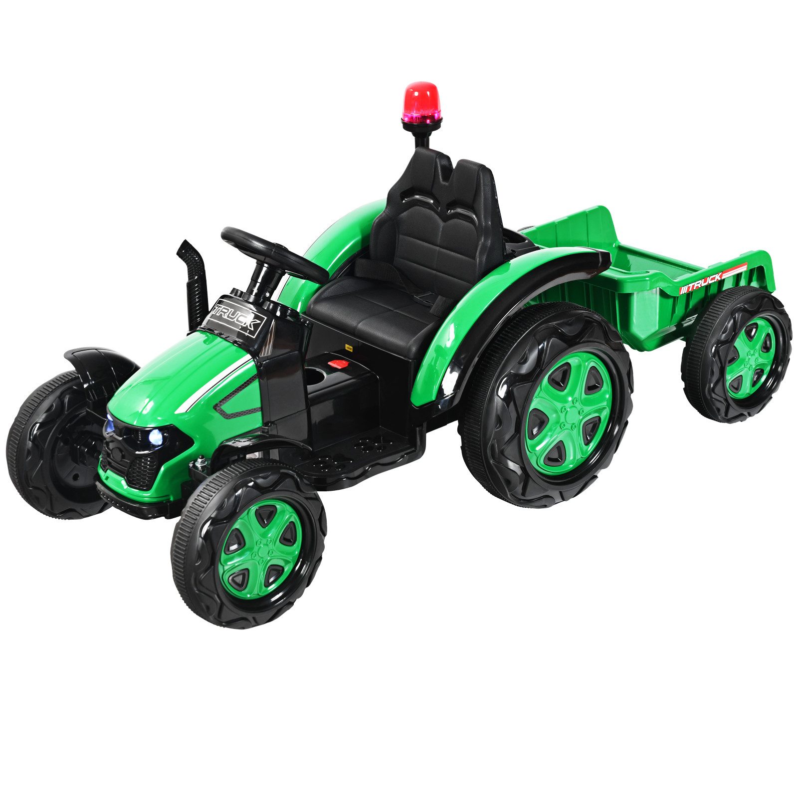COSTWAY Elektro-Kindertraktor Aufsitztraktor, mit Scheinwerfer, Hupe & MP3
