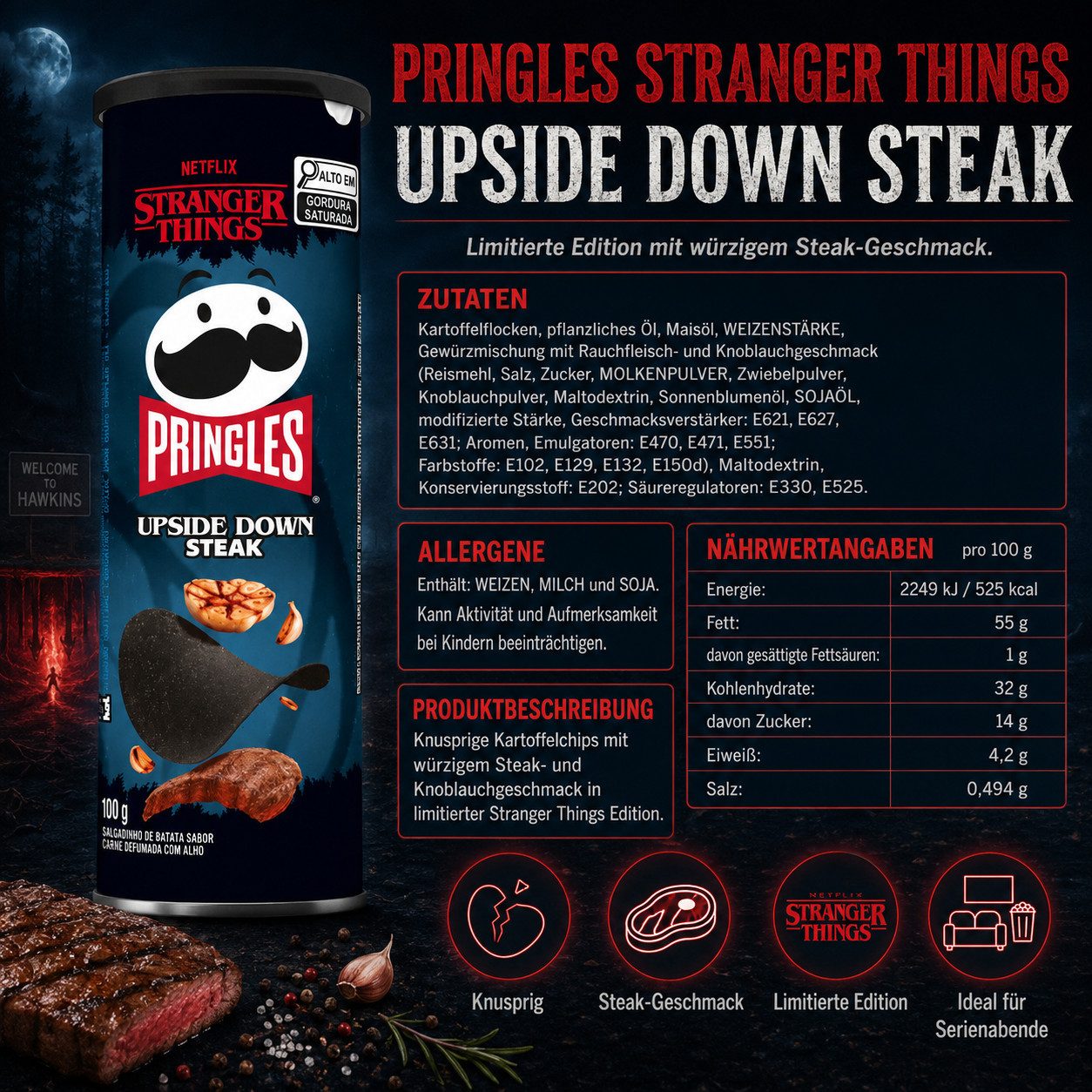 Pringles Süßigkeit Pringles Stranger Things Steak Limitierte Edition