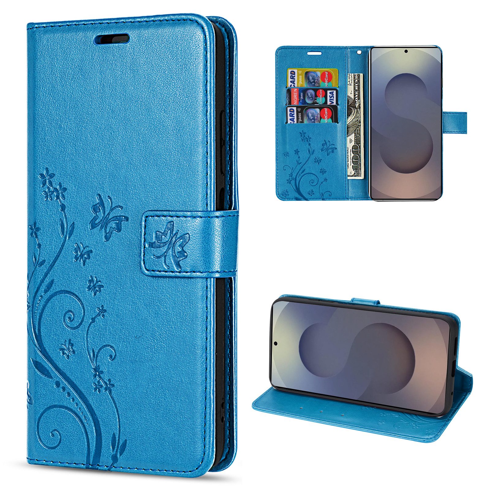Handyhülle Hülle für Samsung Galaxy S25 Ultra Wallet Case Flip Cover Blau