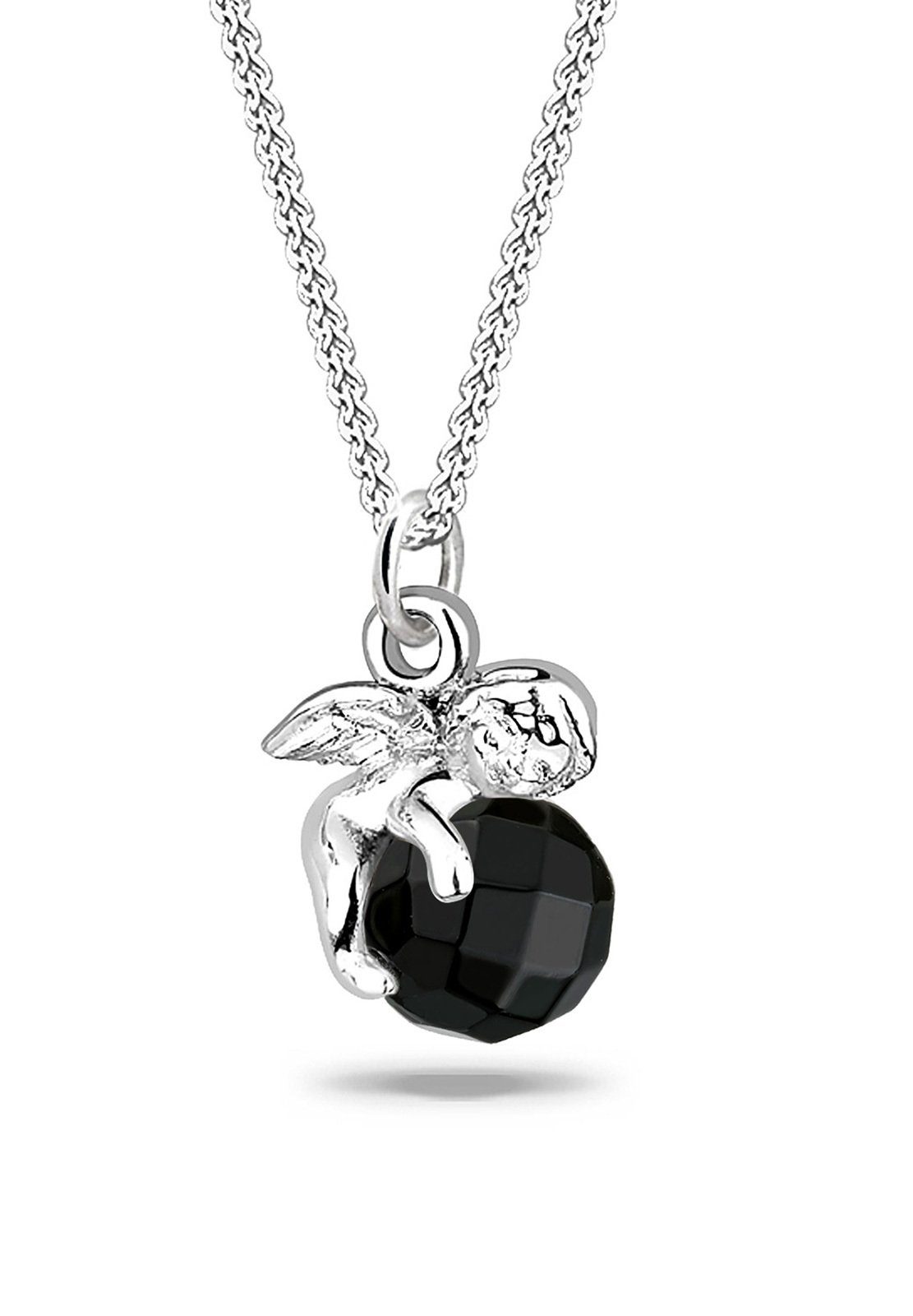 Elli Kette mit Anhänger Engel Onyx Schwarz 925 Sterling Silber, Engel günstig online kaufen