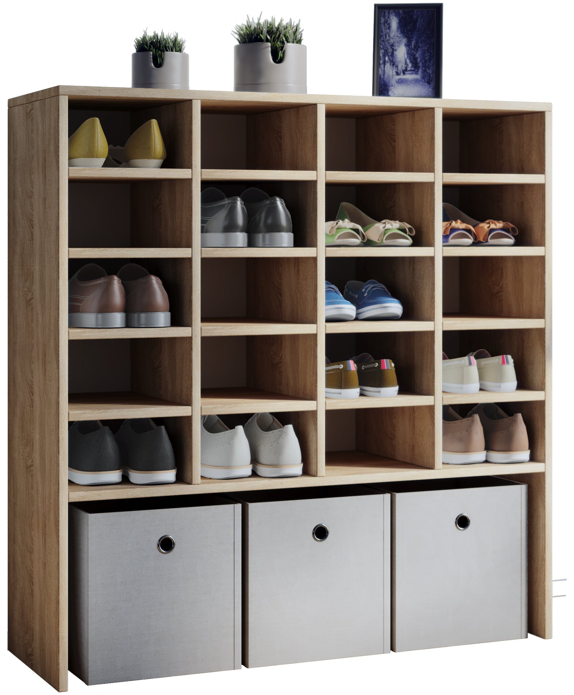 VCM Schuhregal Holz Regal Schuhschrank Schuhregal Hinsol XL