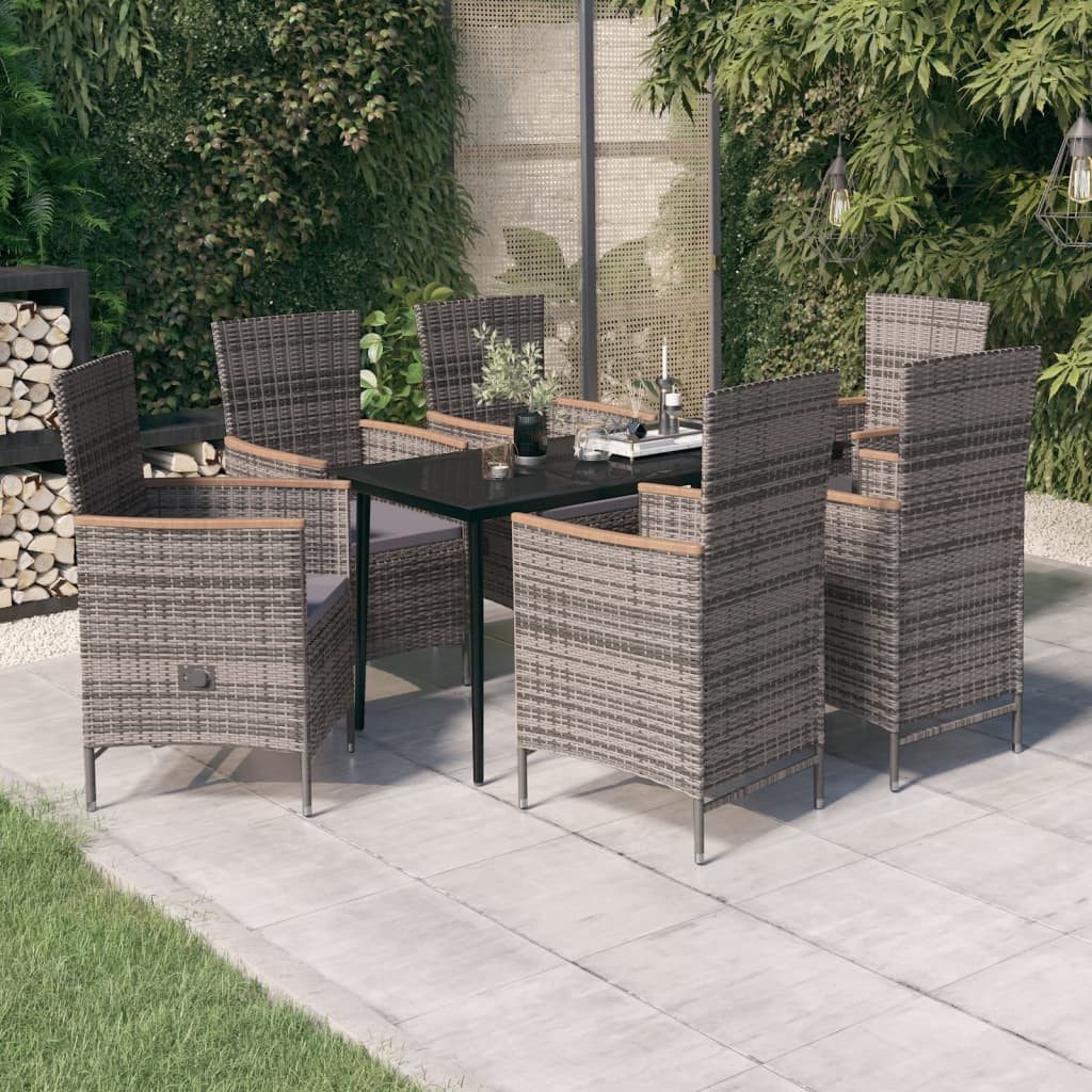 Garten-Essgruppe 140 cm Tischlnge 7-tlg Garten-Essgruppe mit Kissen Grau Sitzgruppe Set