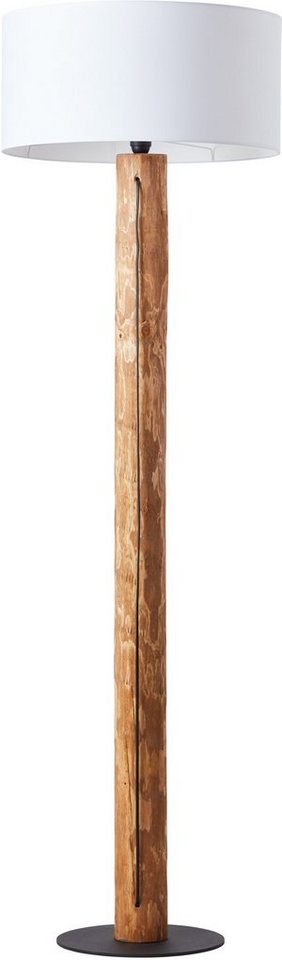 Brilliant Stehlampe Jimena, ohne Leuchtmittel, Stoffschirm, H 164 cm, Ø 50  cm, E27, Holz/Textil, kiefer gebeizt/weiß
