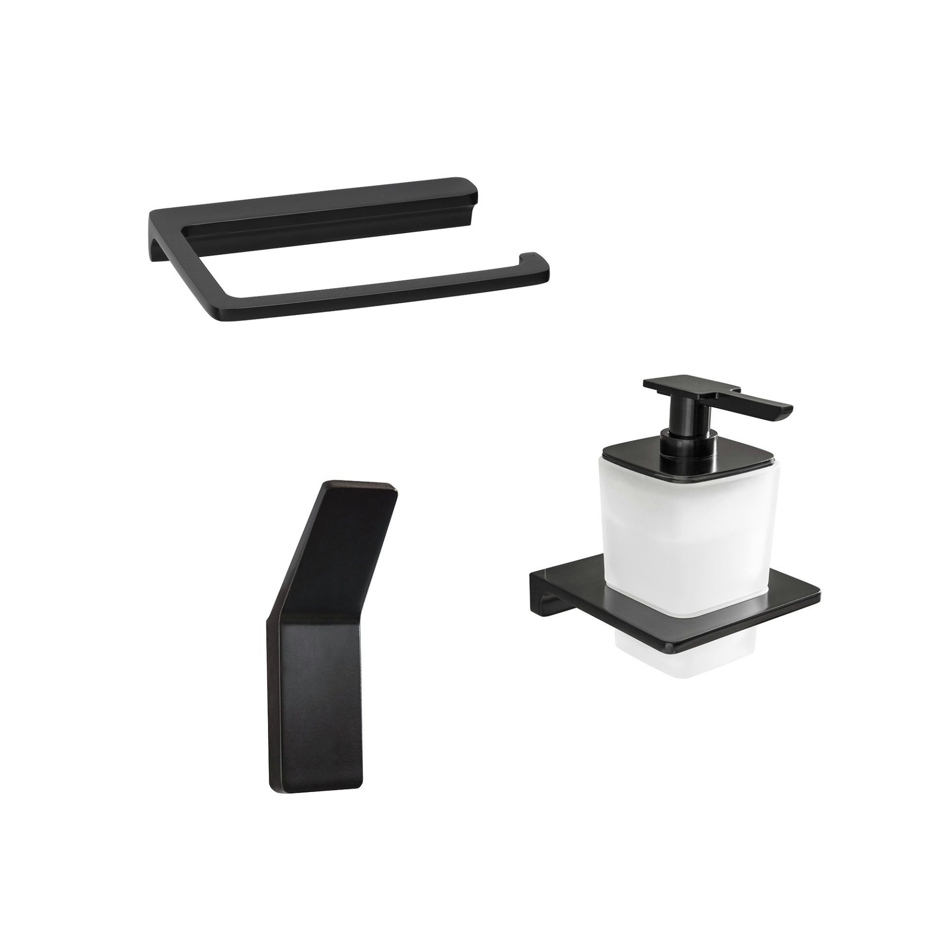 BADEDU Badezimmer-Set Badaccessoires, Toilettenpapierhalter, Seifenspender, Handtuchhaken