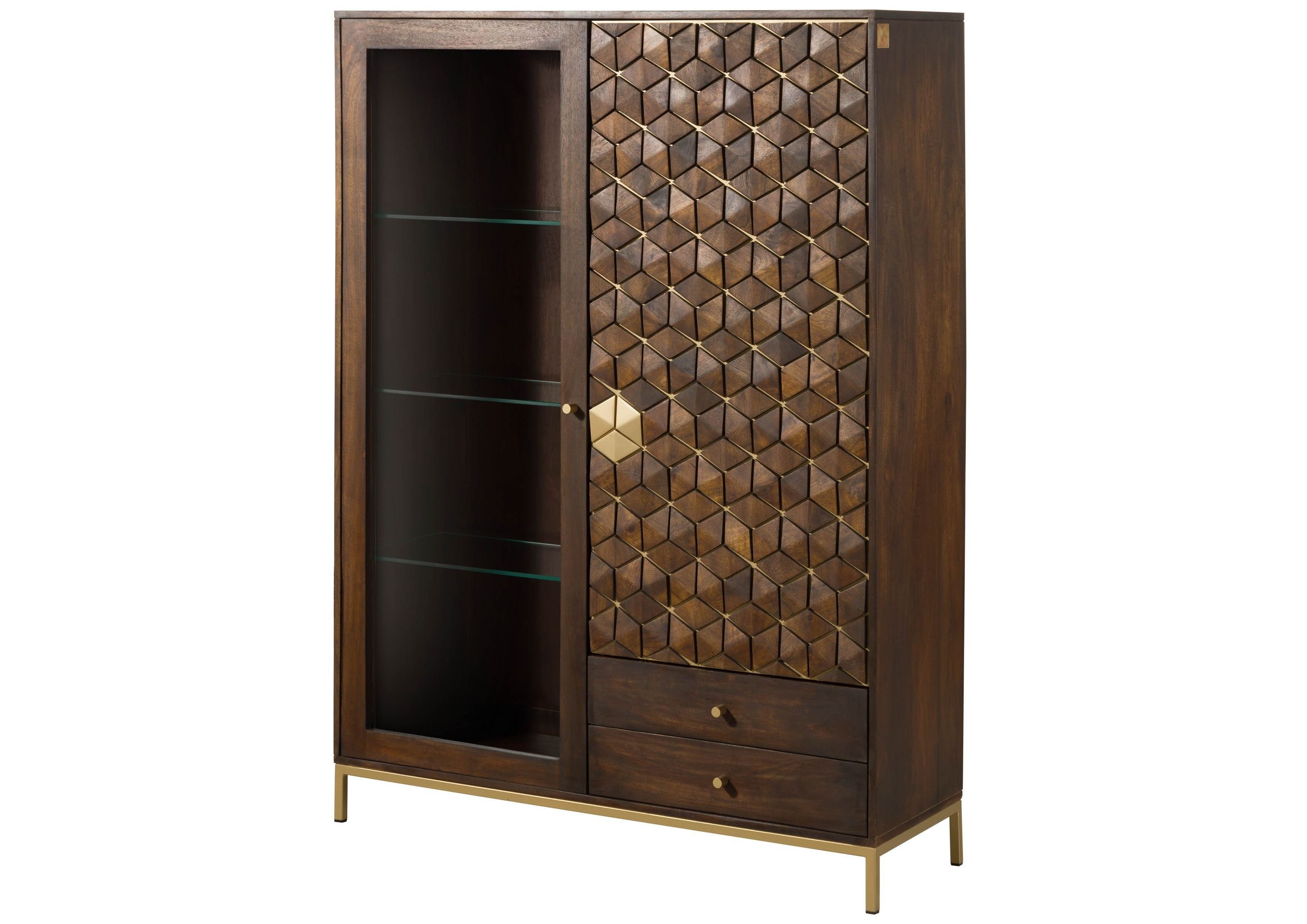 Massivmoebel24 Highboard DIAMOND (Massivholz), Mango 120x40x165 braun geölt DIAMOND #217