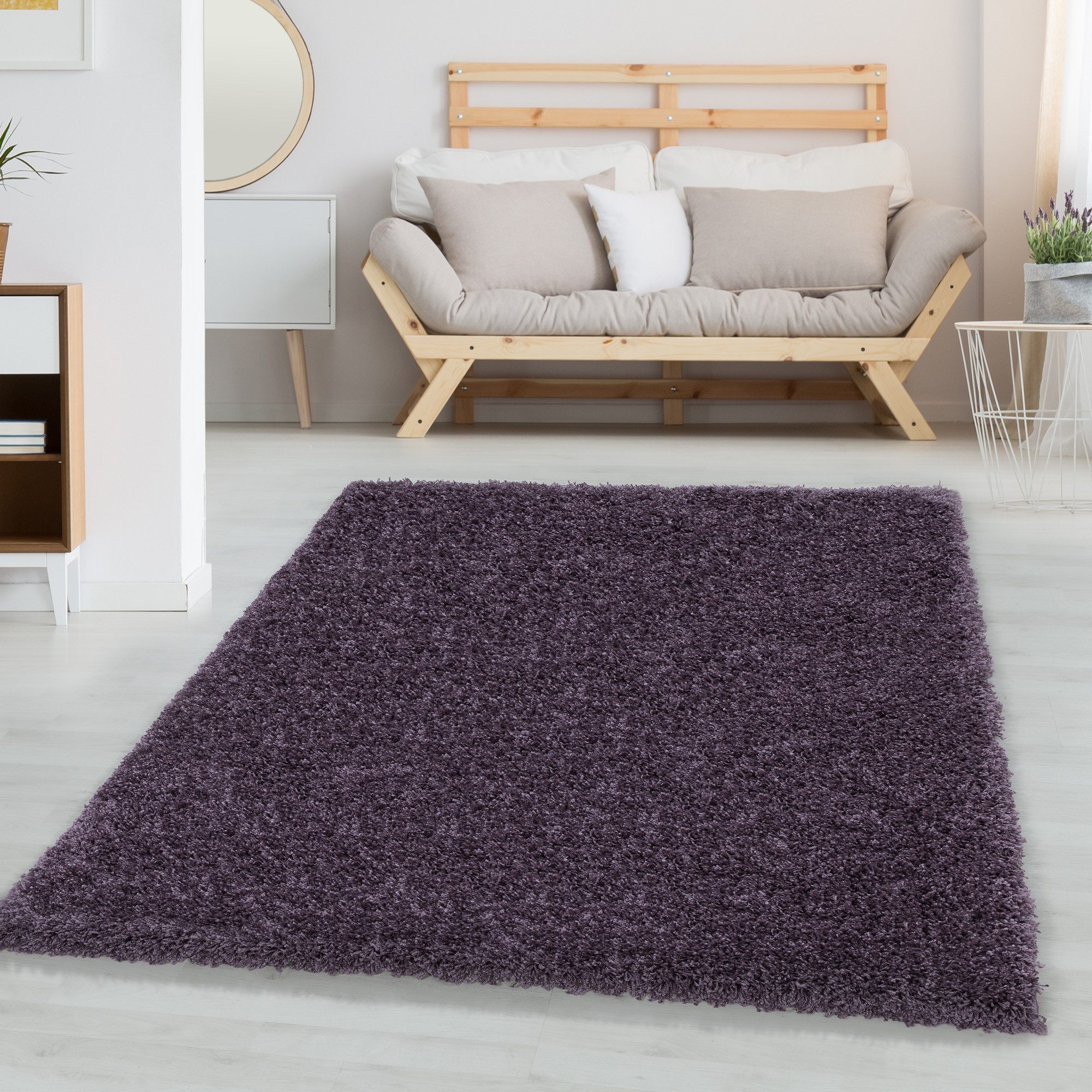 Carpettex Hochflor-Teppich Unicolor - Einfarbig, Läufer, Höhe: 30 mm, Einfarbig Shaggy Teppich Wohnzimmer Langflor versch. farben und größen