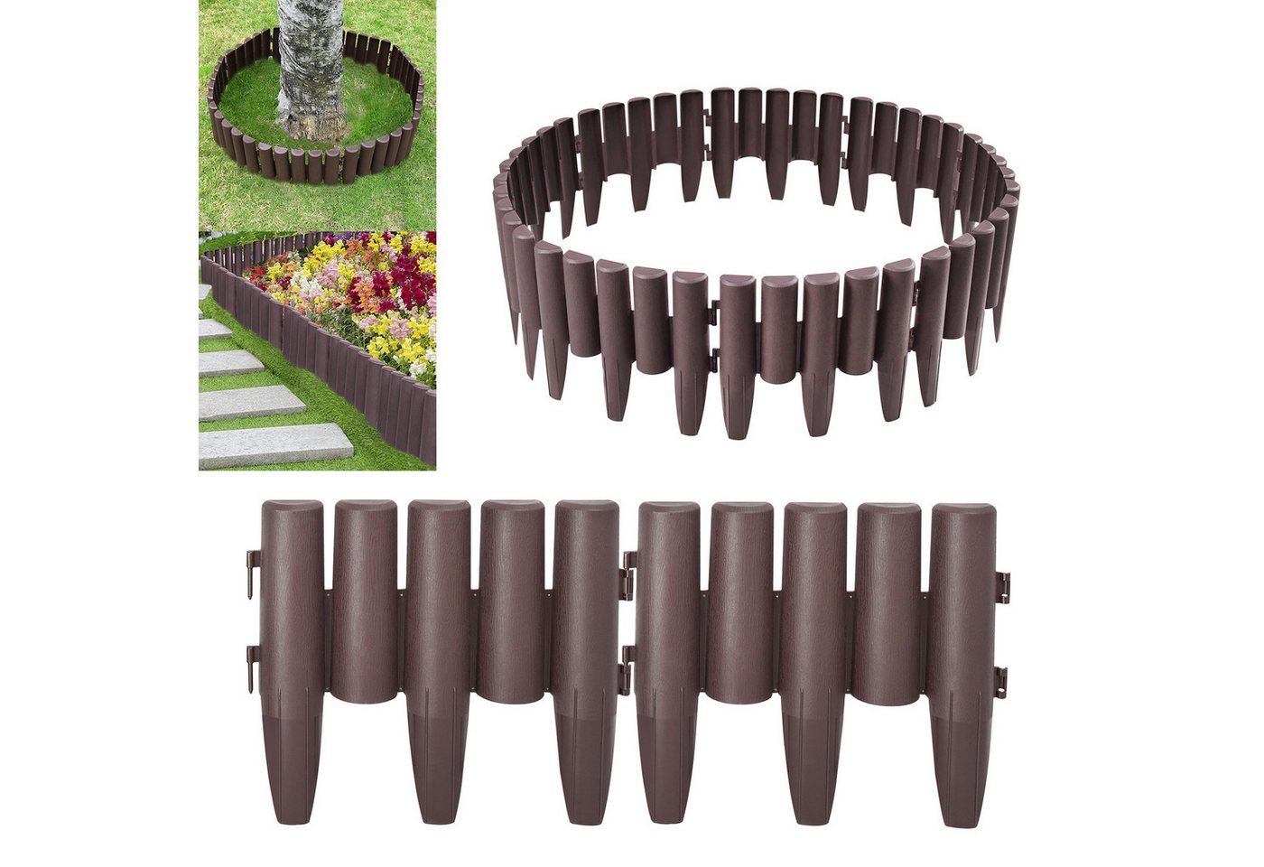 FIVMEN Rasenkante Rasenkante Mähkante Randsteine Kunststoff Beeteinfassung, Kunststoff Beetumrandung Gartenzaun Pro Element 28cm x 24cm
