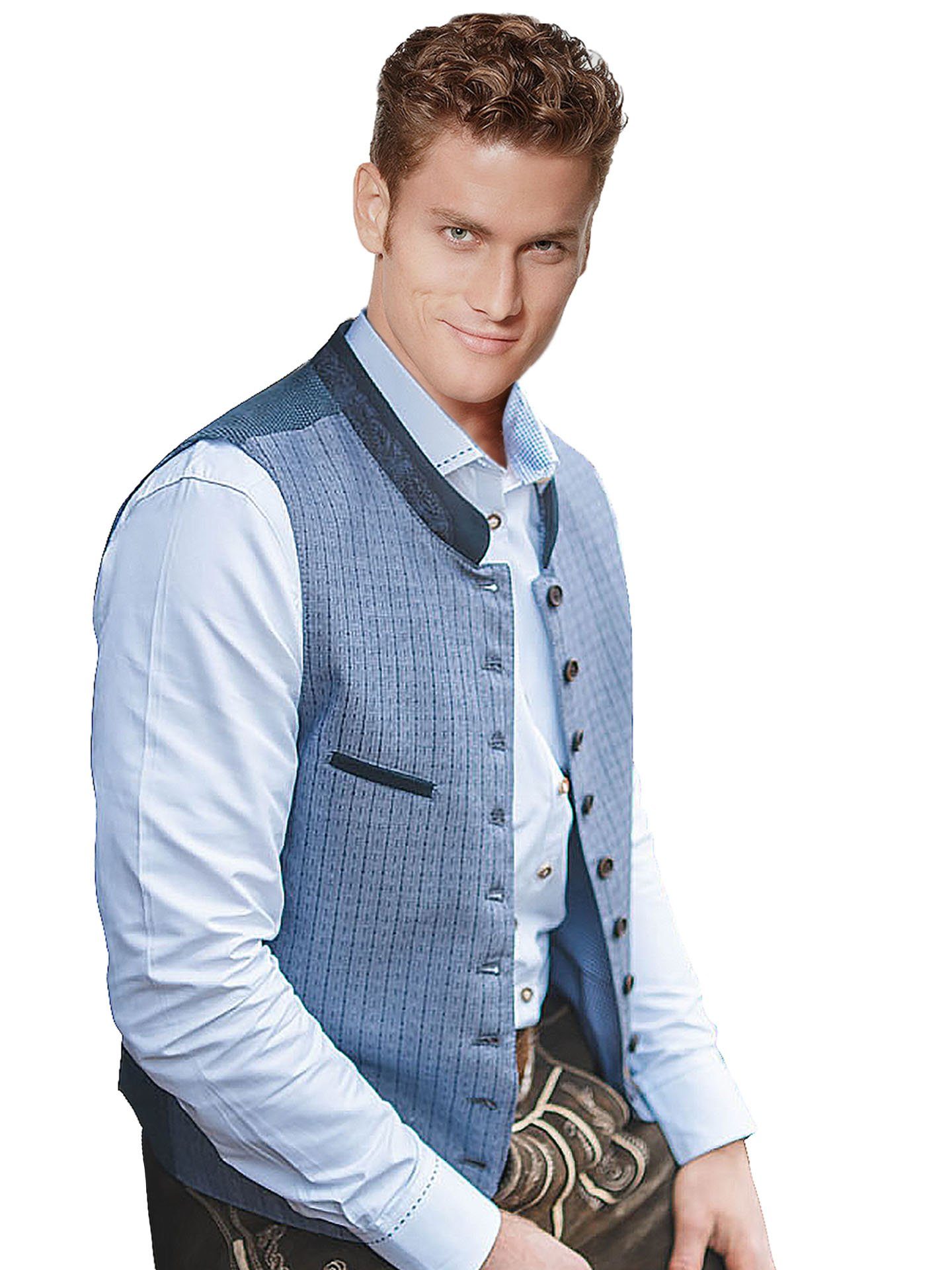 Trachtenhemd Herren Grün - Slim Fit Karohemd Mit Stehkragen Für Oktoberfest