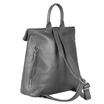 ITALYSHOP24 Rucksack Made in Italy Damen Leder Cityrucksack Handtasche, leichtgewicht Roll Top Shopper, als Schultertasche tragbar