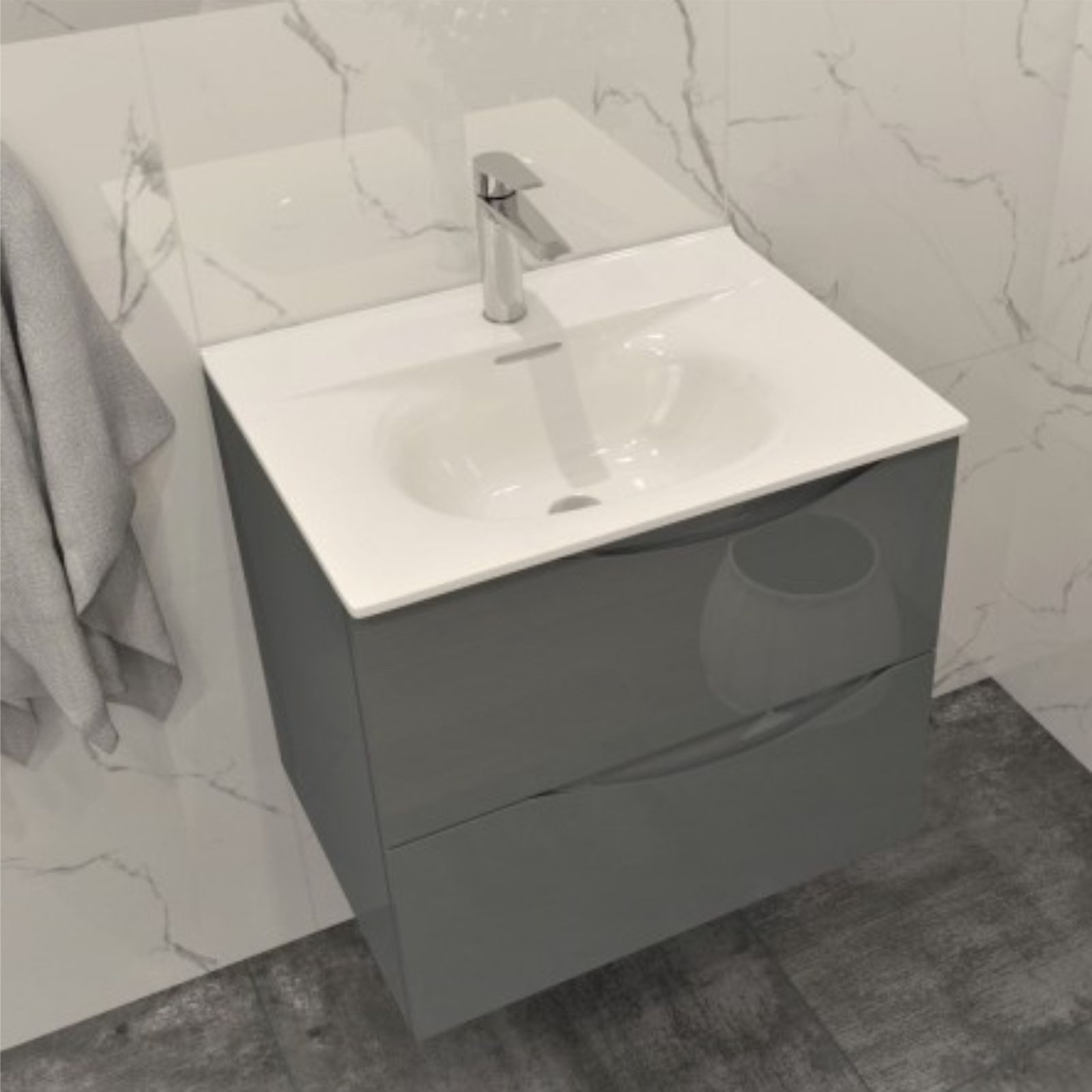 Waschbecken Einbauwaschbecken KOLORADO 600, ovale Innenform (610×465×170 mm), mit Überlauf mit 1 Hahnloch glänzend, weiß