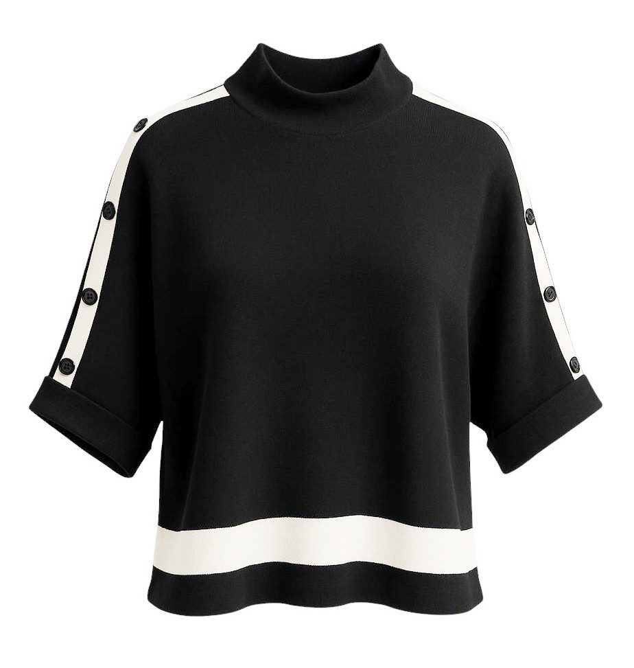 Mississhop Stehkragenpullover Damen Feinstrickpullover mit Knopfleiste M.41 günstig online kaufen