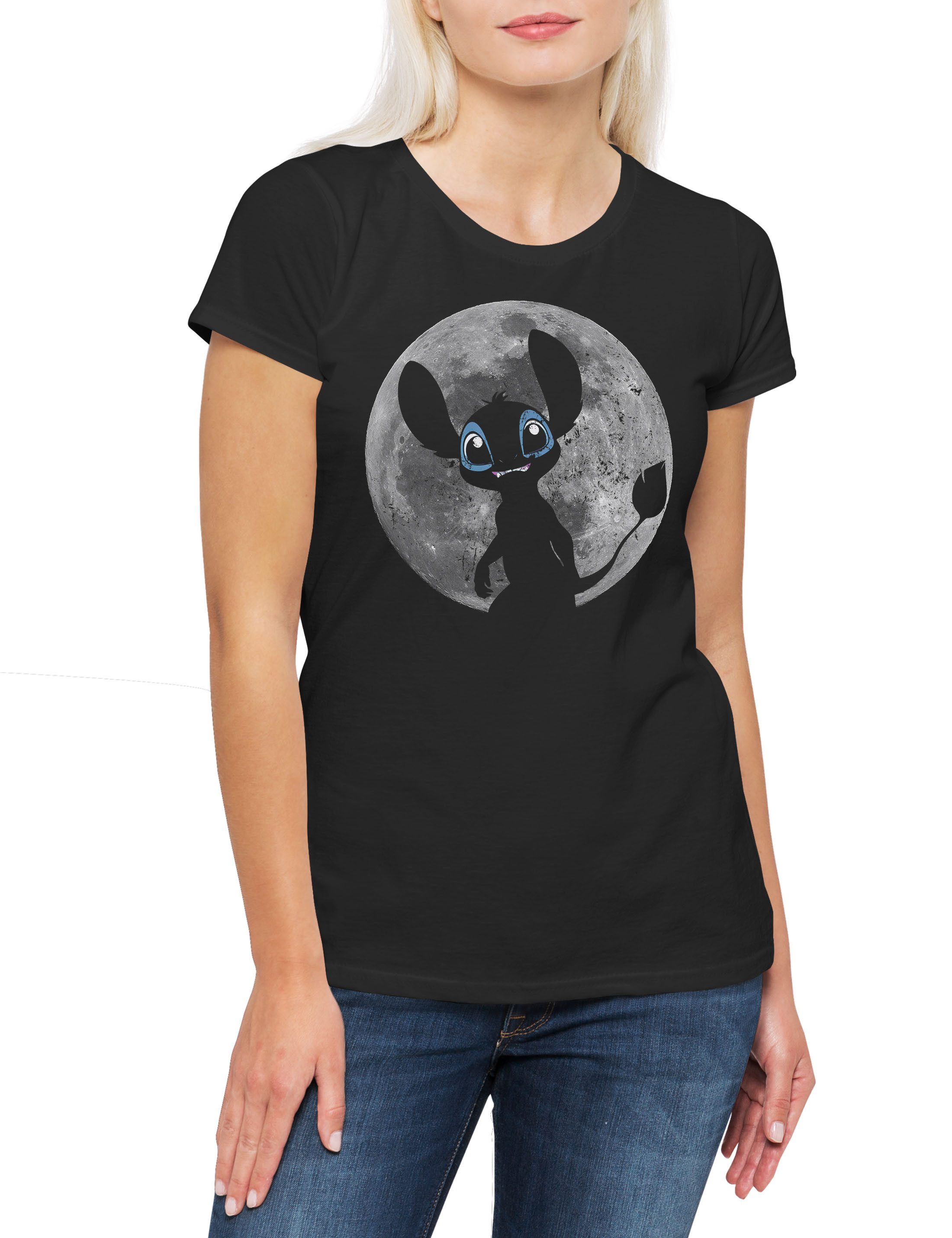 Print-Shirt 626 Moon Damen T-Shirt Mond Lilo Pelekai Nani Stitch Sci-Fi Kult Jumba