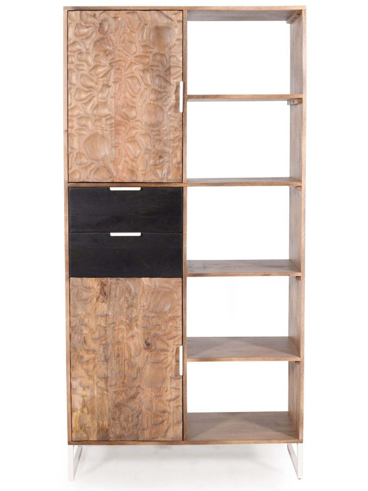 WOLF MÖBEL SCANDI Regal mit 2 Schubalden, 2 Türen und 5 Fächern, 95 x 40 x 190, SCANDI Regal mit 2 Schubalden, 2 Türen und 5 Fächern