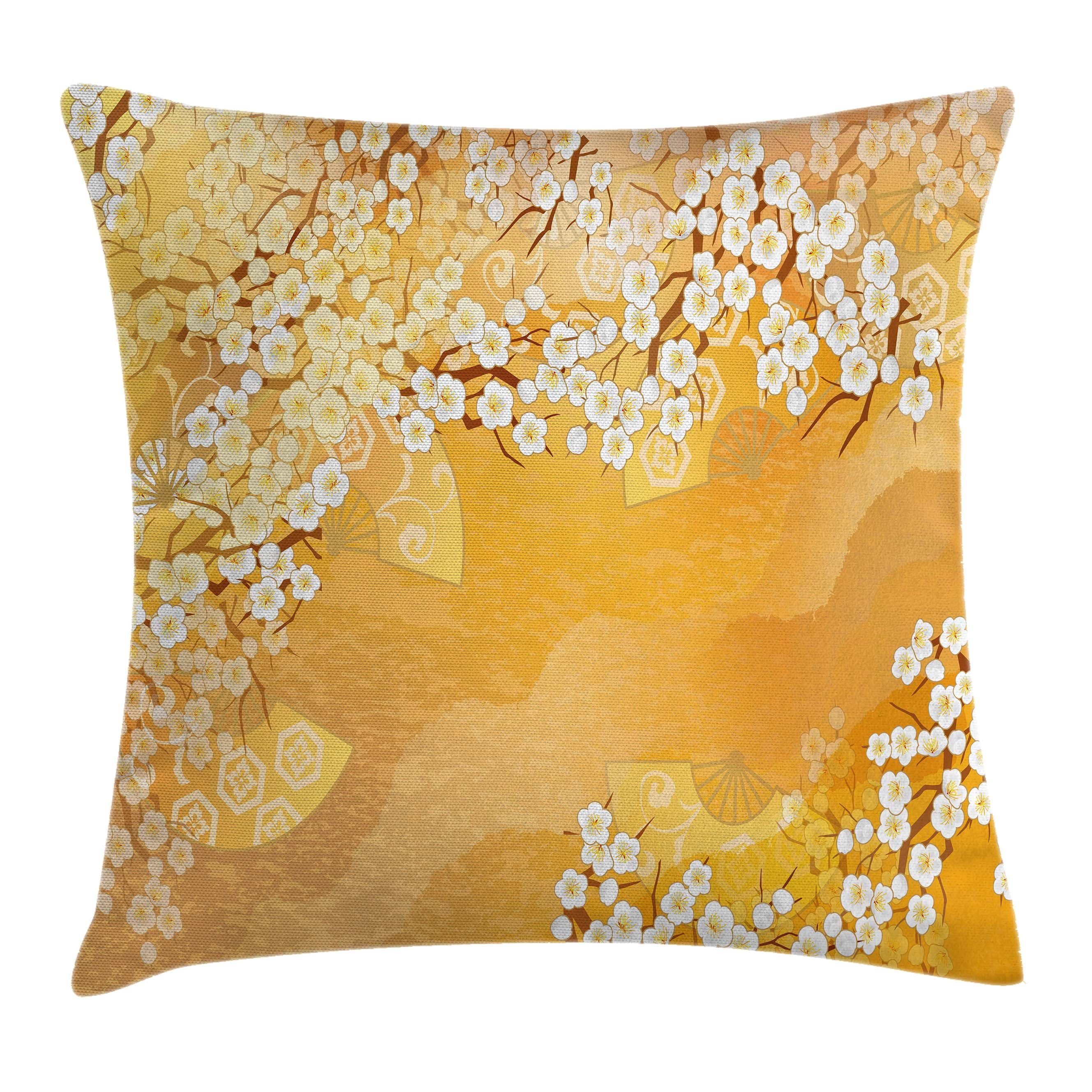 Stück), Abakuhaus Druck, (1 Blüten mit Beidseitiger Farben Kissenbezüge Reißverschluss Kissenhülle Klaren mit Asiatisch Farbfesten Waschbar