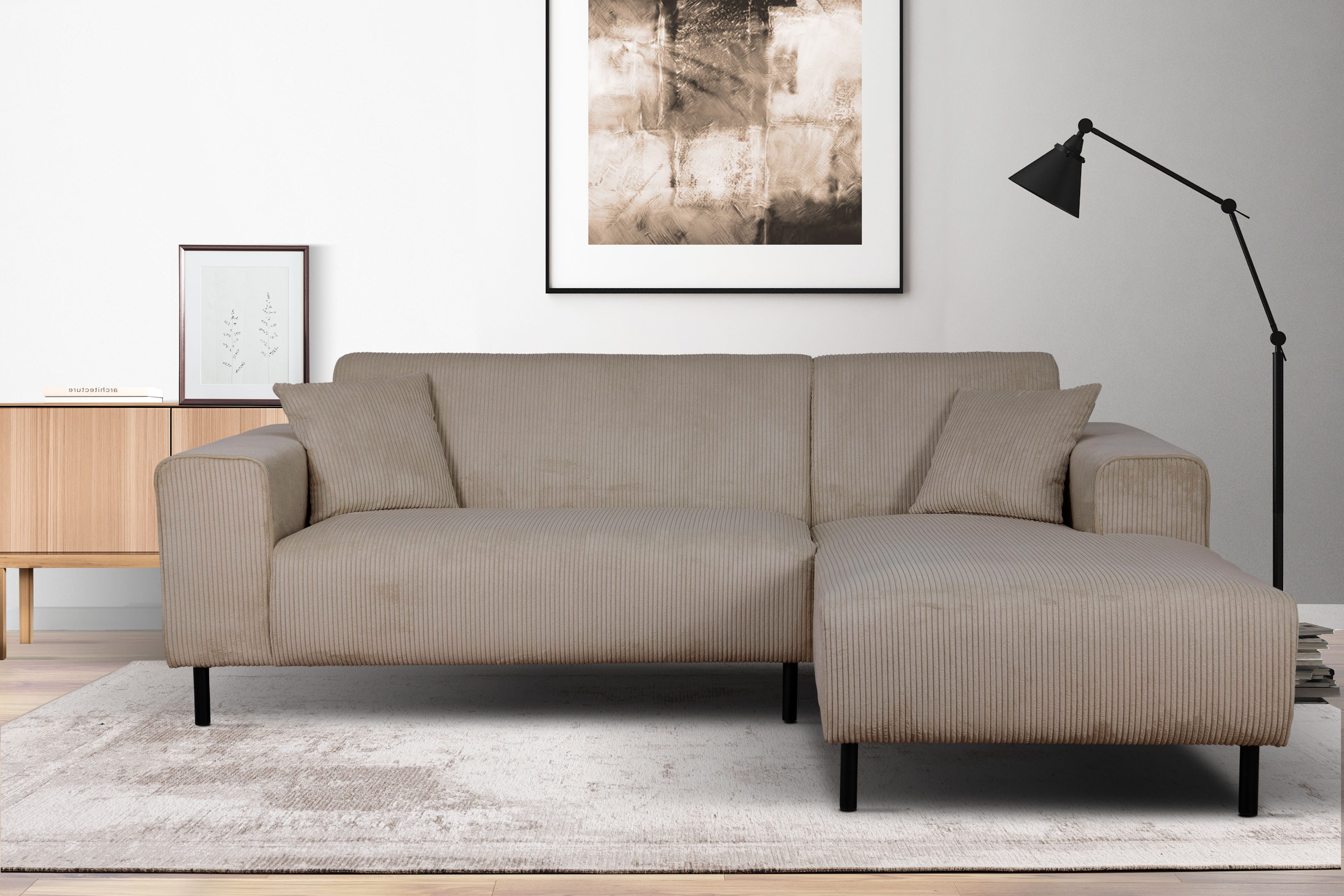 Ecksofa ARROS L-Form mit Wellenunterfederung, Maße B/T/H: 235/163/81 cm