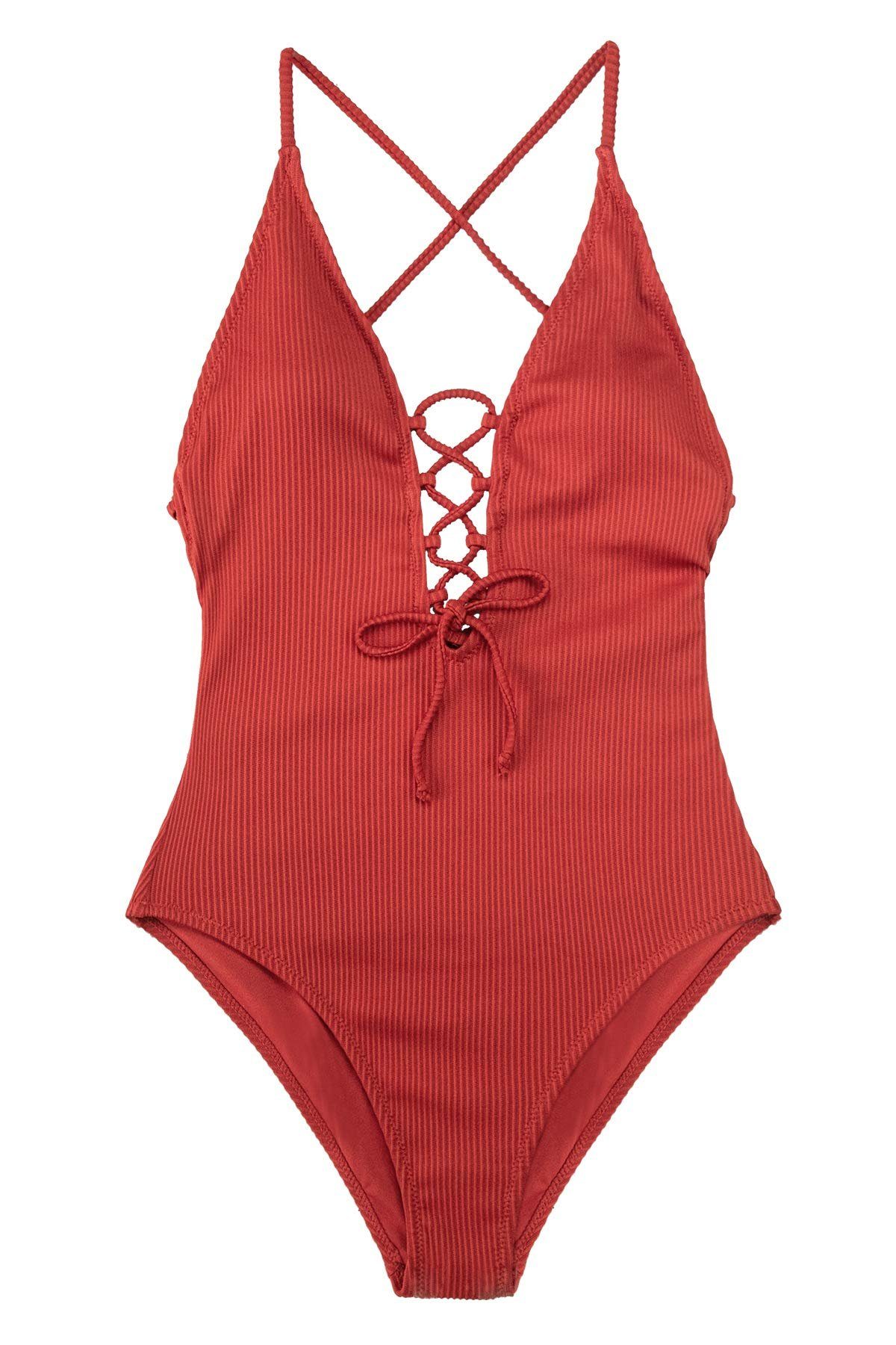 Leway Badekleid »Damen Badeanzug mit Schnürung Plunge Einteiler Einteilige  Bademode Swimsuit« online kaufen | OTTO