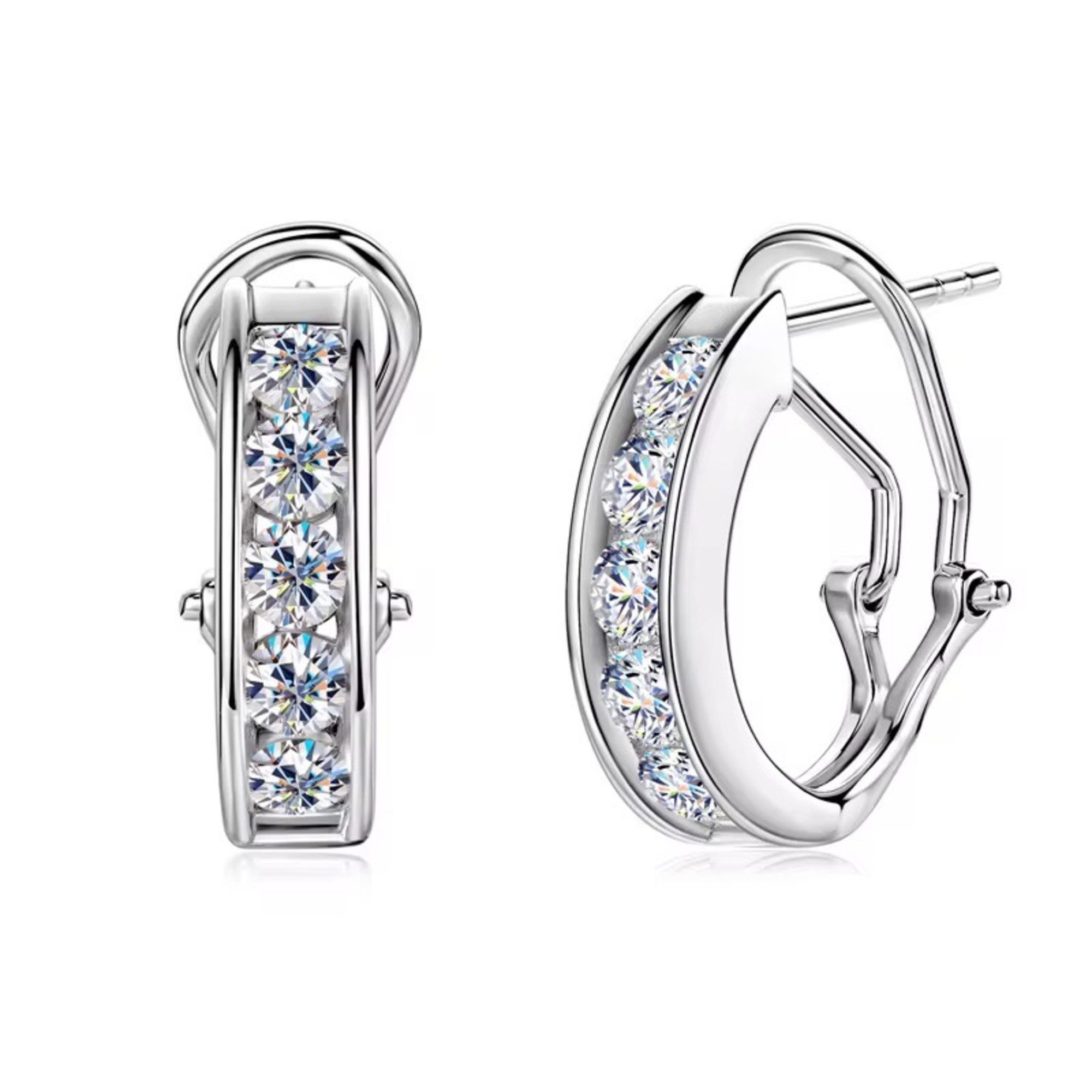 Paar Creolen Moissanit Damen Creolen mit Echtheitszertifikat 925 Sterling Silber