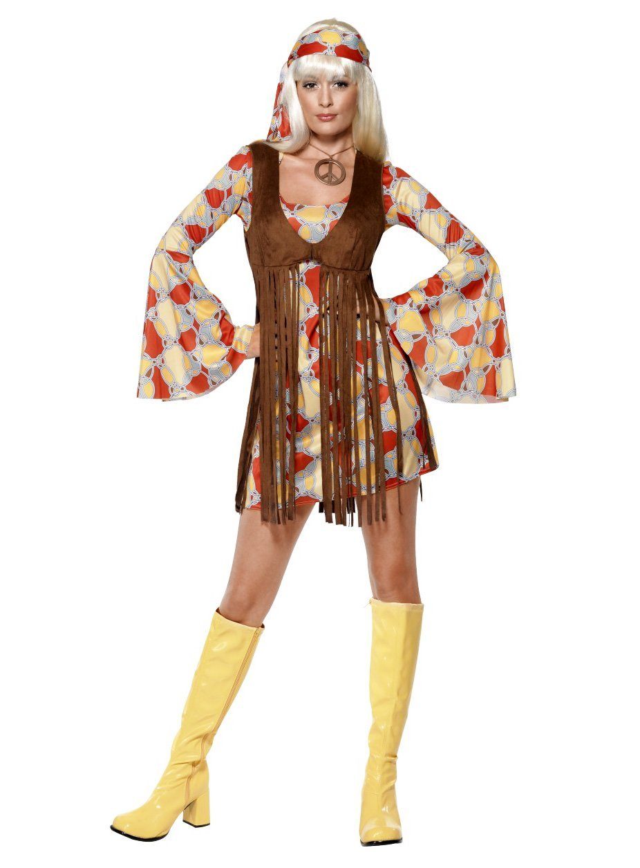 Hippie-Kostüm Retro Kleid - Karneval Faschingskostüme Damen