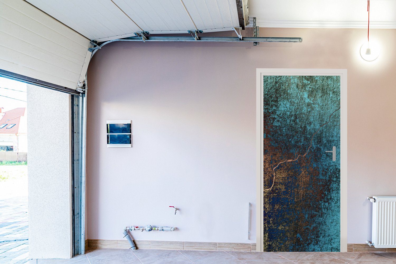 Wand Tür, cm Farbige Fototapete einem Türtapete Riss, mit 75x205 Türaufkleber, Matt, für (1 bedruckt, MuchoWow St),