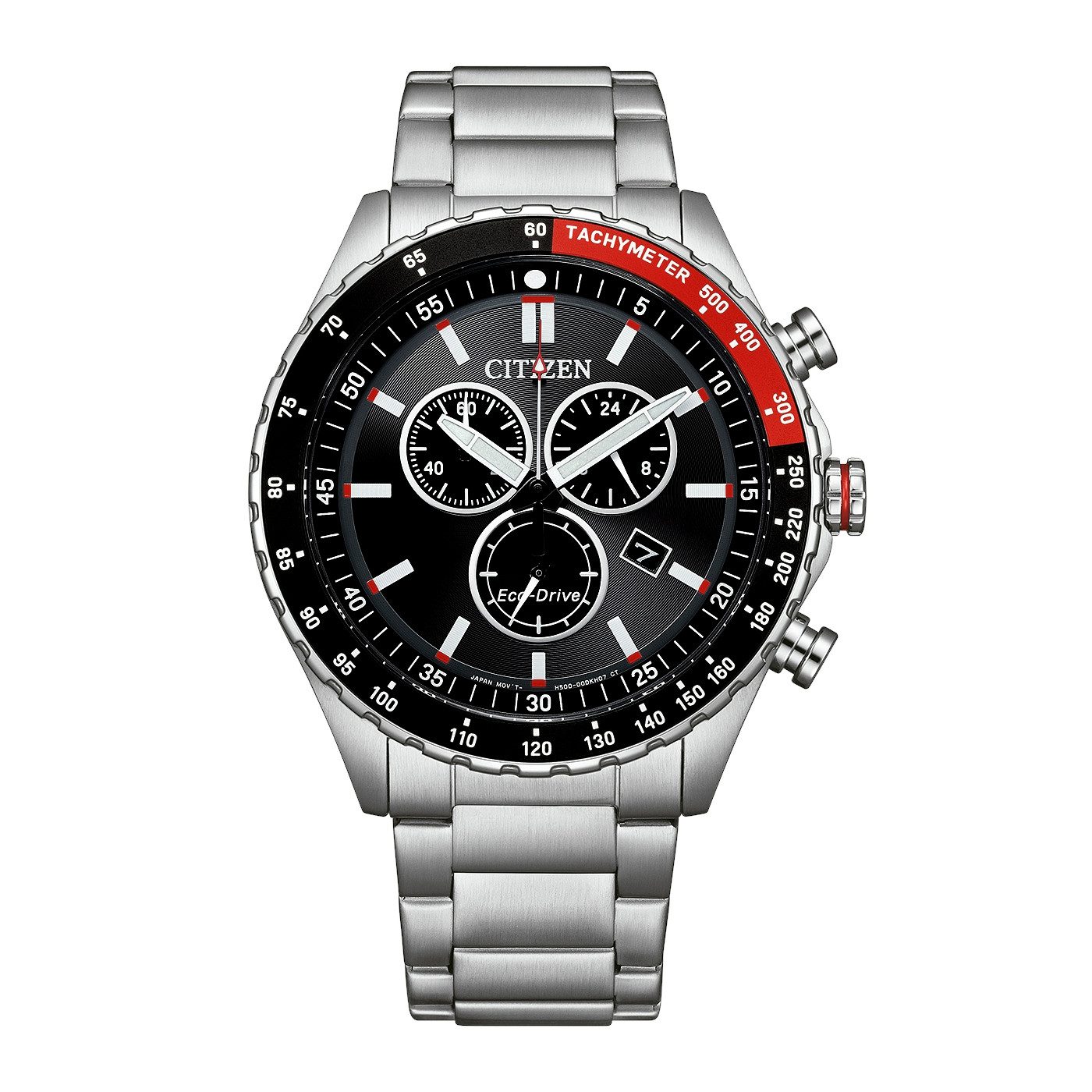 Citizen Chronograph Eco-Drive Sports Chrono AT2566-88E, Armbanduhr, Solar, Herrenuhr, Edelstahlarmband, analog, Big Date