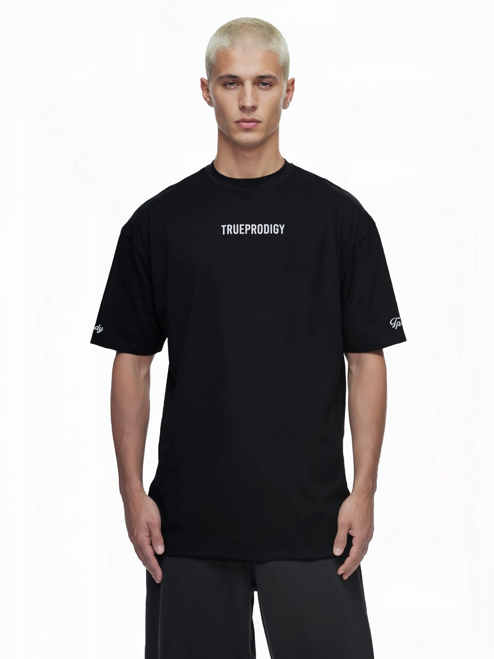 trueprodigy Oversize-Shirt Kai Logoprint Rundhals dicker Stoff