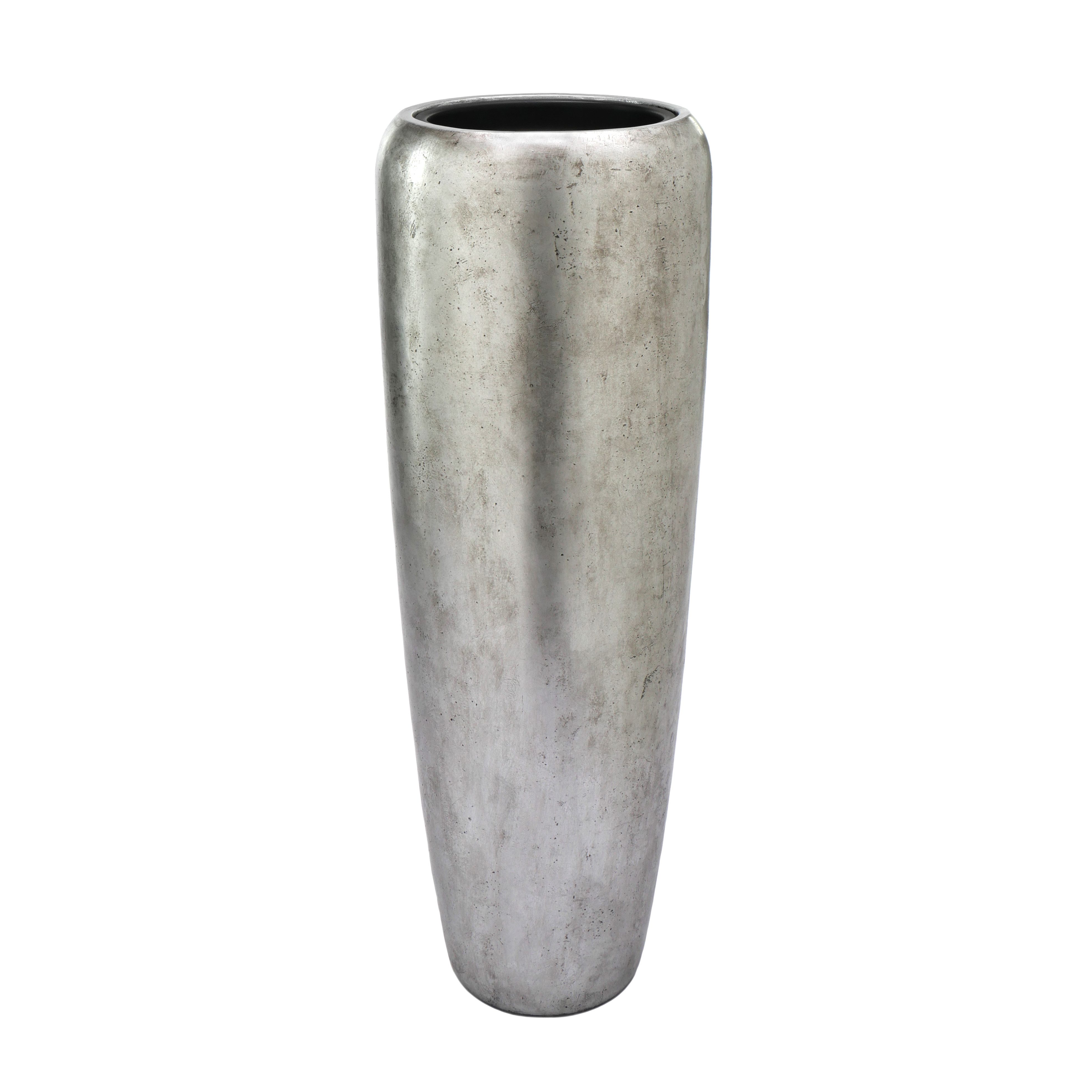 Flingora Bodenvase Cleo, mit Einsatz - Fiberglas - Indoor - Silber - Höhe 97 cm