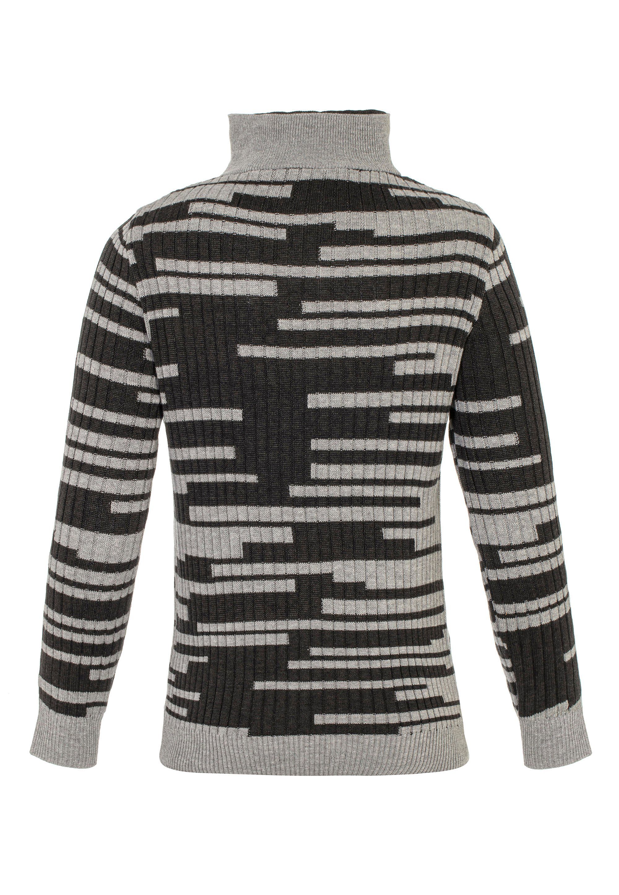 Cipo & Baxx Strickpullover grau Streifenoptik in toller