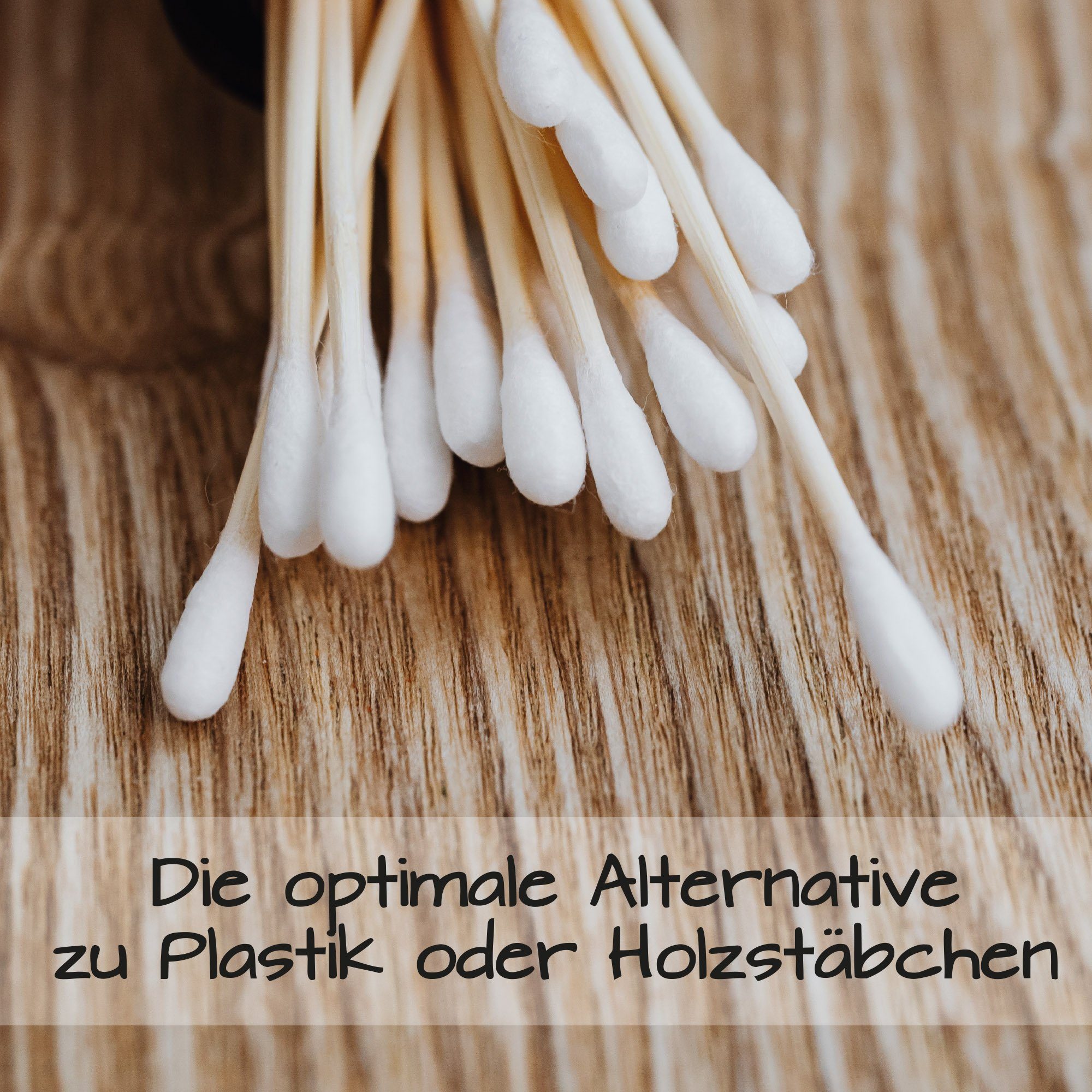 Bestlivings Wattestäbchenspender Bambus Wattestäbchen, (200-tlg., Ohrenstäbchen Q Stück), Plastikfrei Vegan Umweltfreundliche 1 200 Tips 100% x