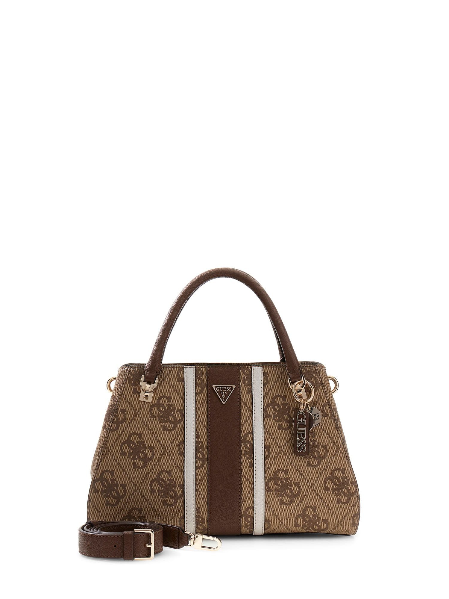 Guess Umhängetasche NOELLE II LUXURY SATCHEL (Set, Abnehmbarer Schlüsselanhänger), Damen Schultertasche, Handtasche mit Logo-Element und Logodrucken