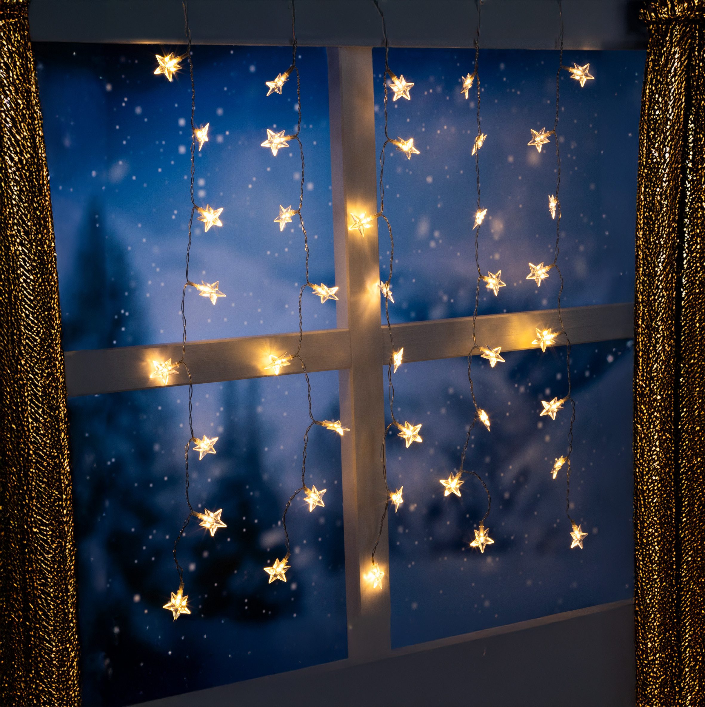 Spetebo LED-Lichtervorhang warm weiß mit Timer - 80 x 60 cm, 40-flammig, St günstig online kaufen