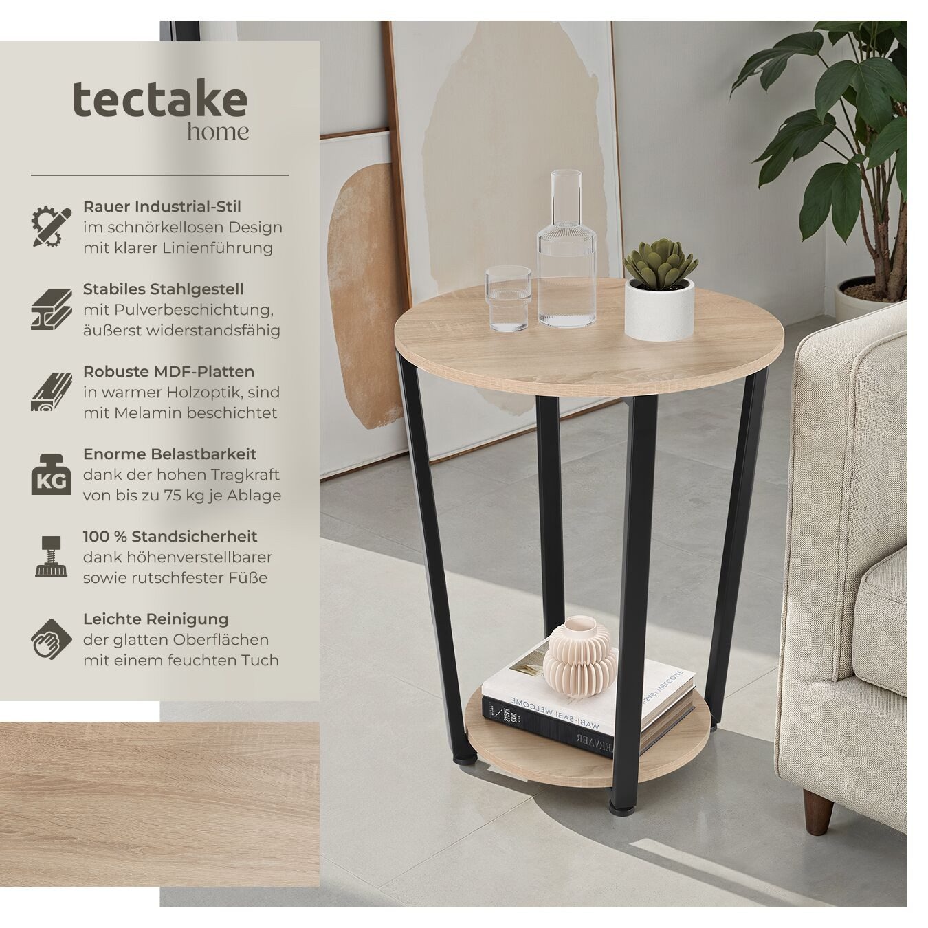 tectake Beistelltisch Swindon (1-St., 1 tlg), Trendiger Beistelltisch im sc günstig online kaufen