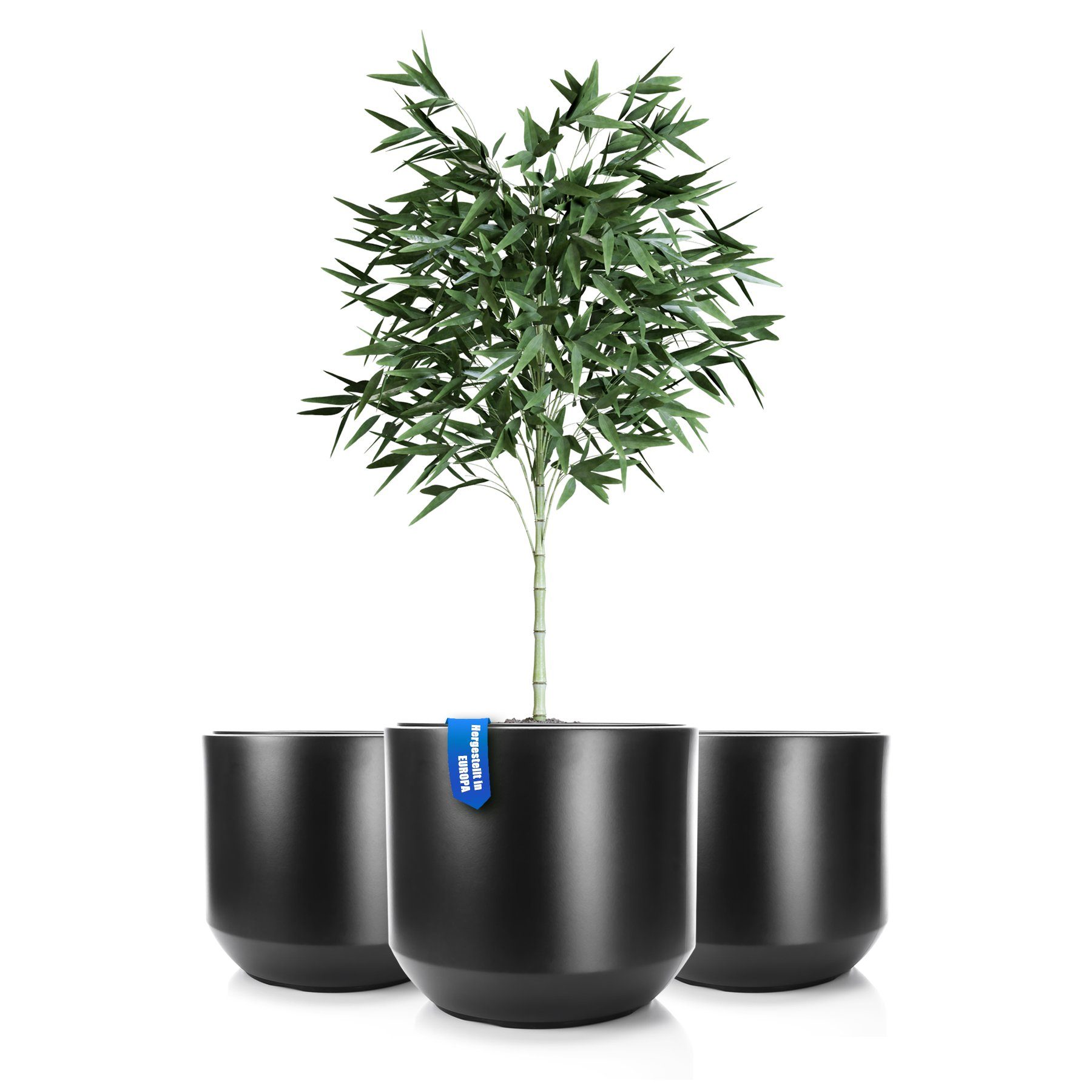 BigDean Blumentopf 3er Set "Style" – Rundkübel inkl. Innentopf, verschiedene Größen (Set, 3 St., Pflanztöpfe), Nordisch Winterfest & Südlich Sommerresistent, Von Kräutern bis Palmen